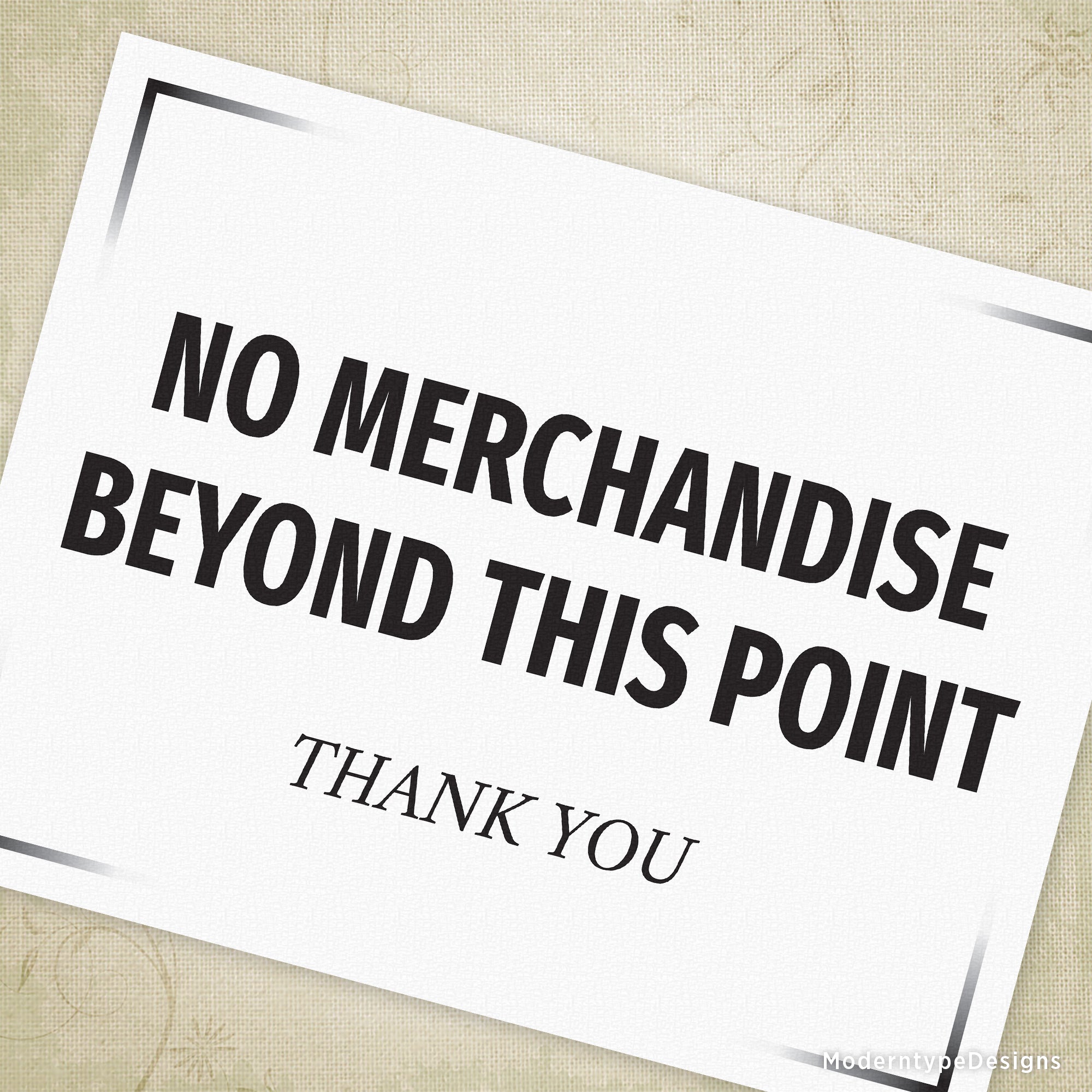 No Merchandise Beyond This Point Printable Sign