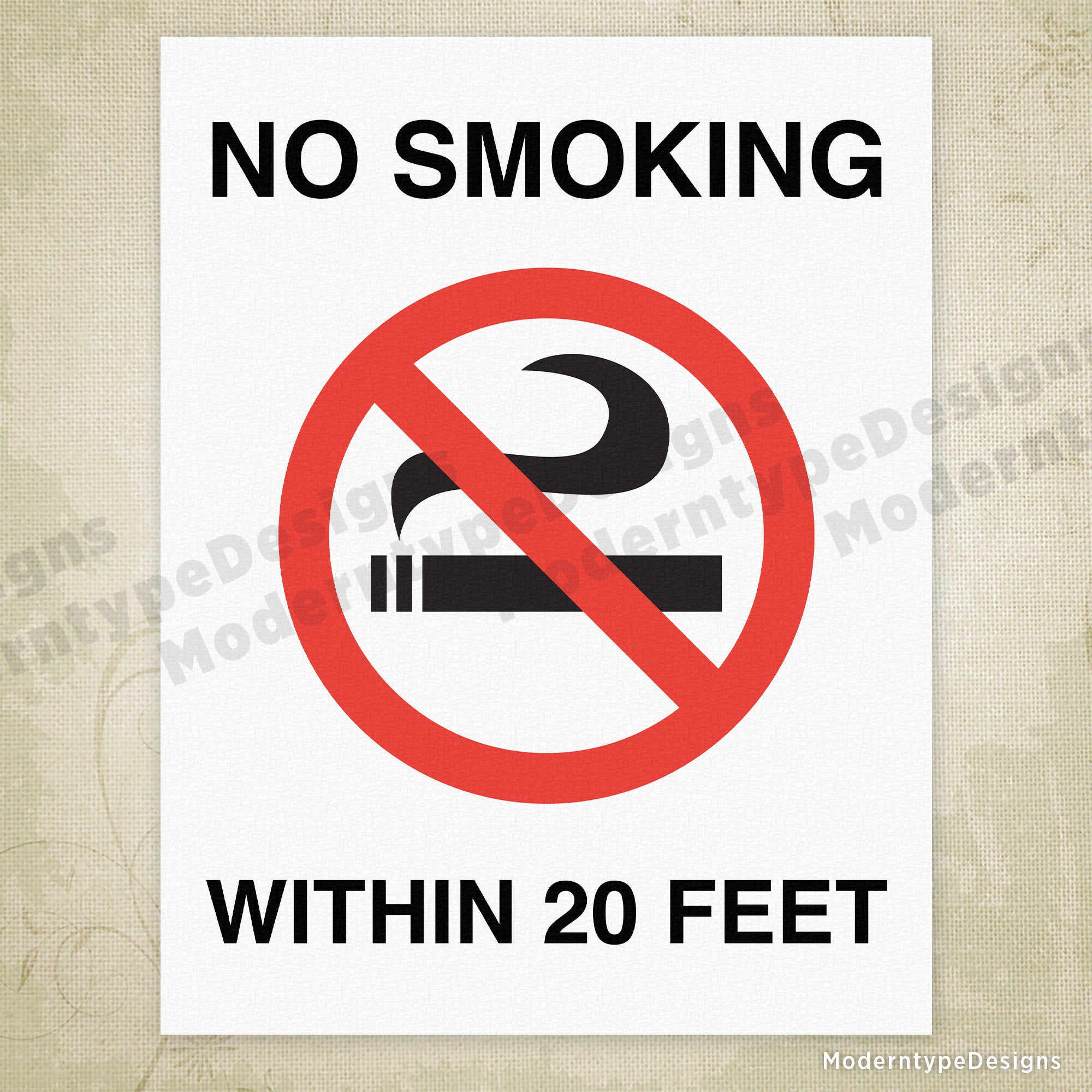 No Smoking Printable Sign, Editable