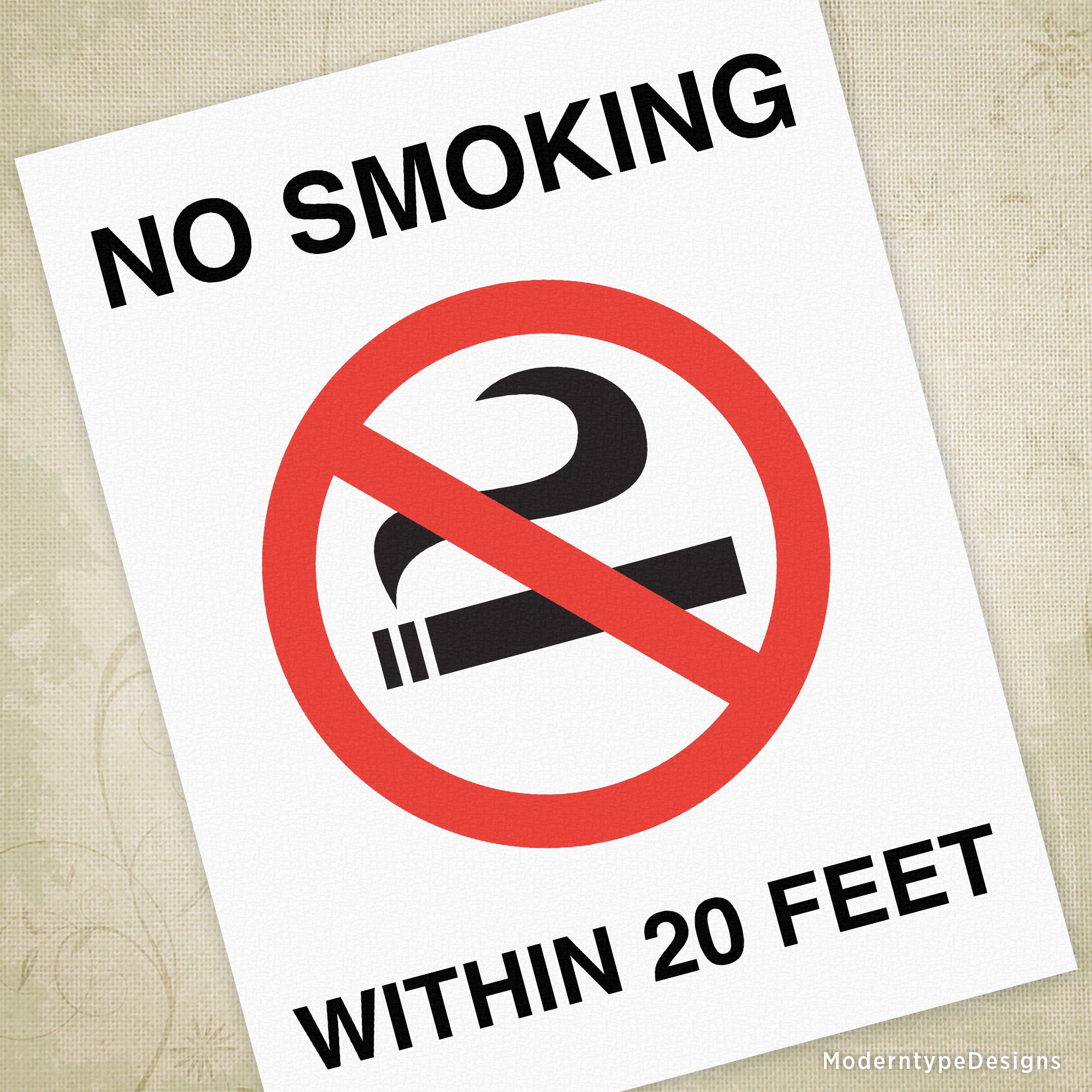 No Smoking Printable Sign, Editable