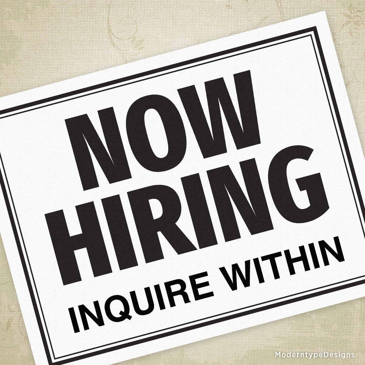 Now Hiring Printable Sign, Editable