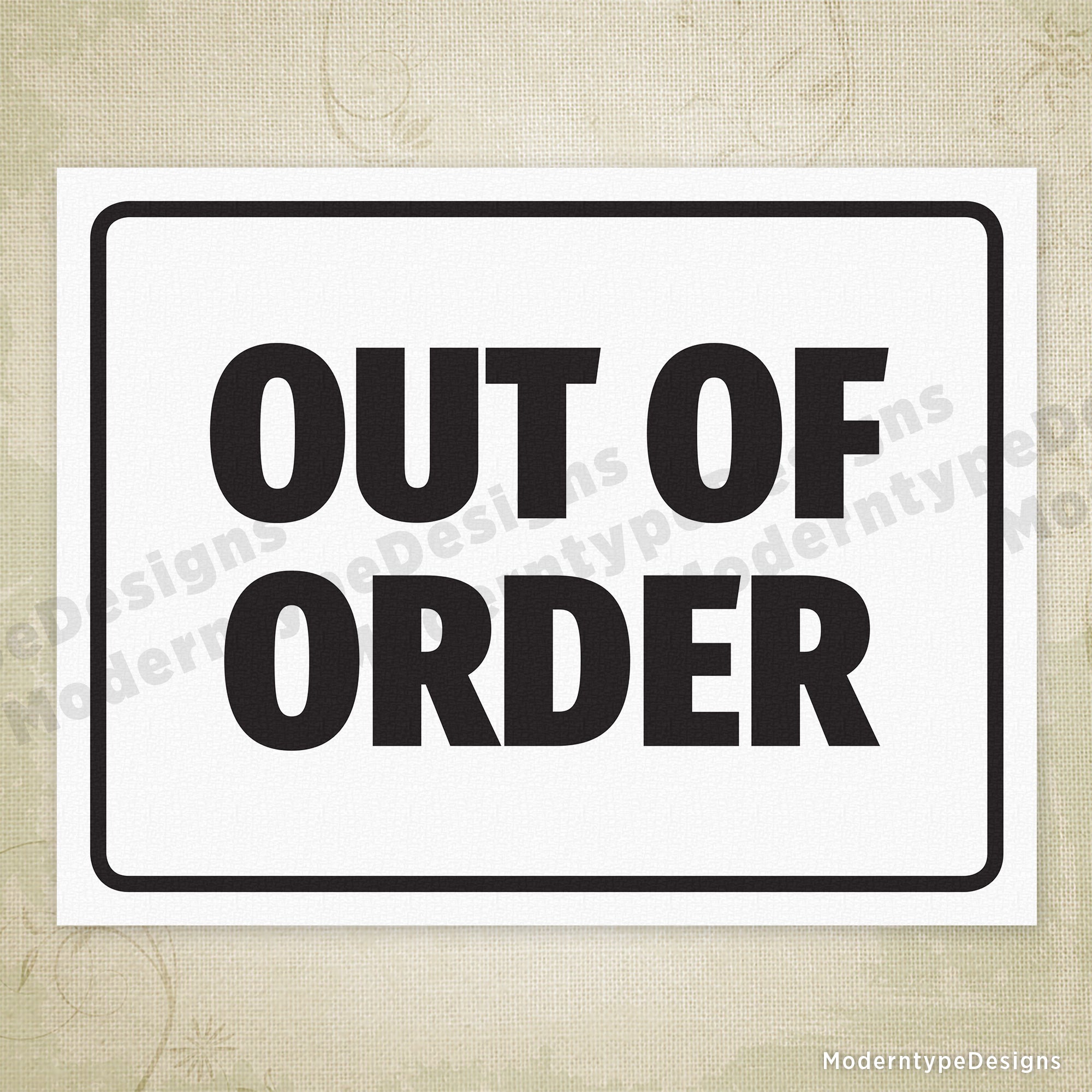 Out of Order Printable Sign