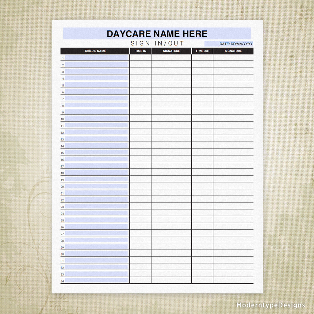 Daycare Sign In and Out Printable Form, Editable daycare-sign-in-and-out-printable-form-editable