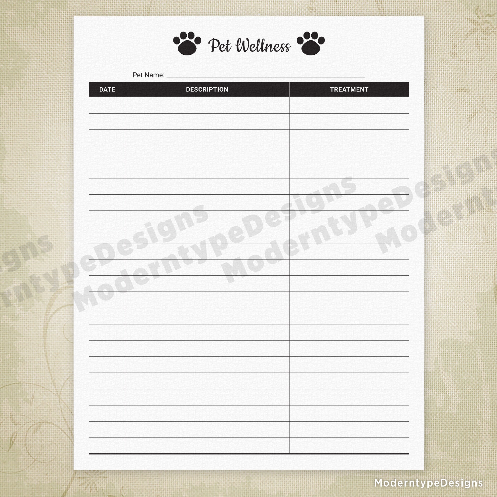 Pet Forms Printable Kit for Pet Owners