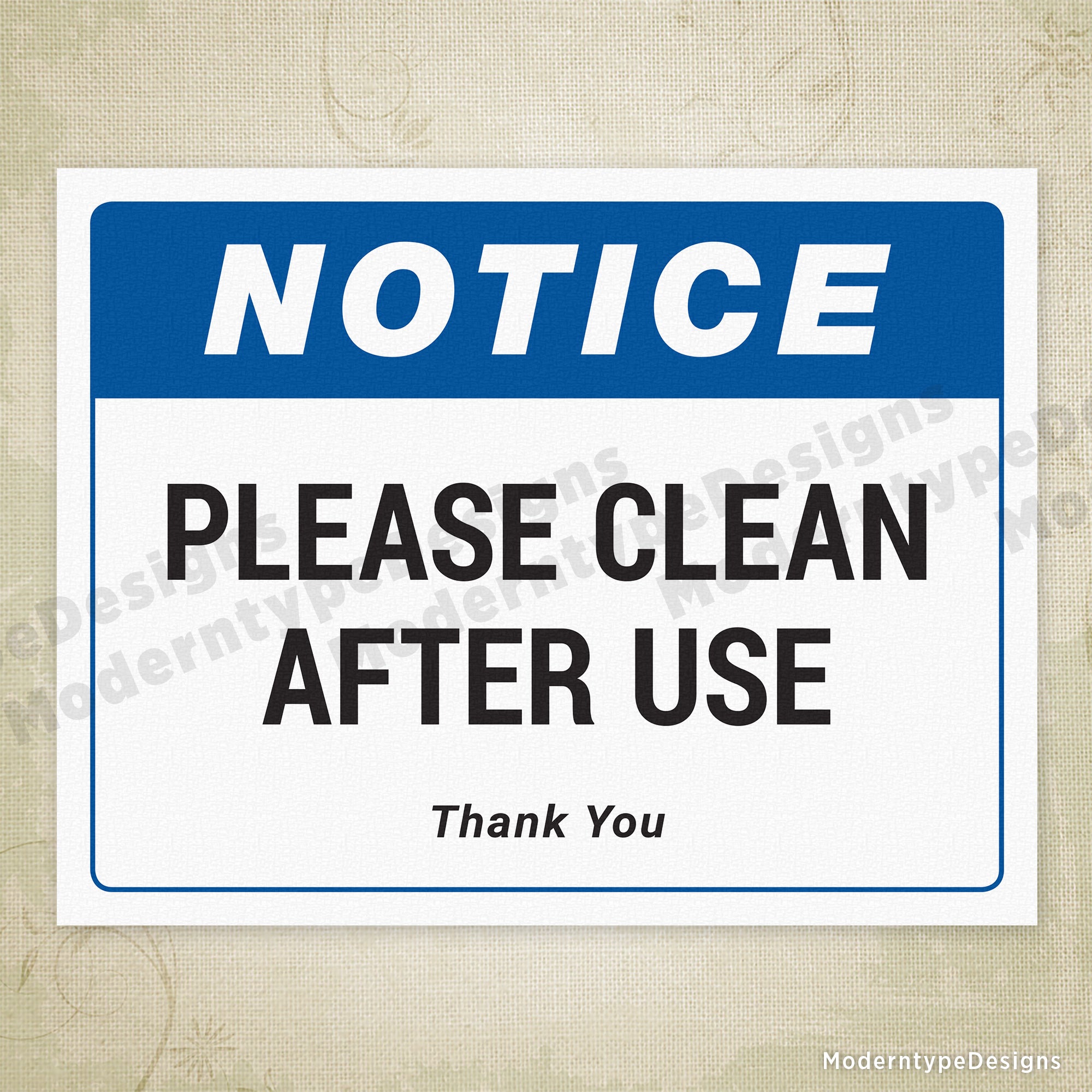 Please Clean After Use Printable Sign