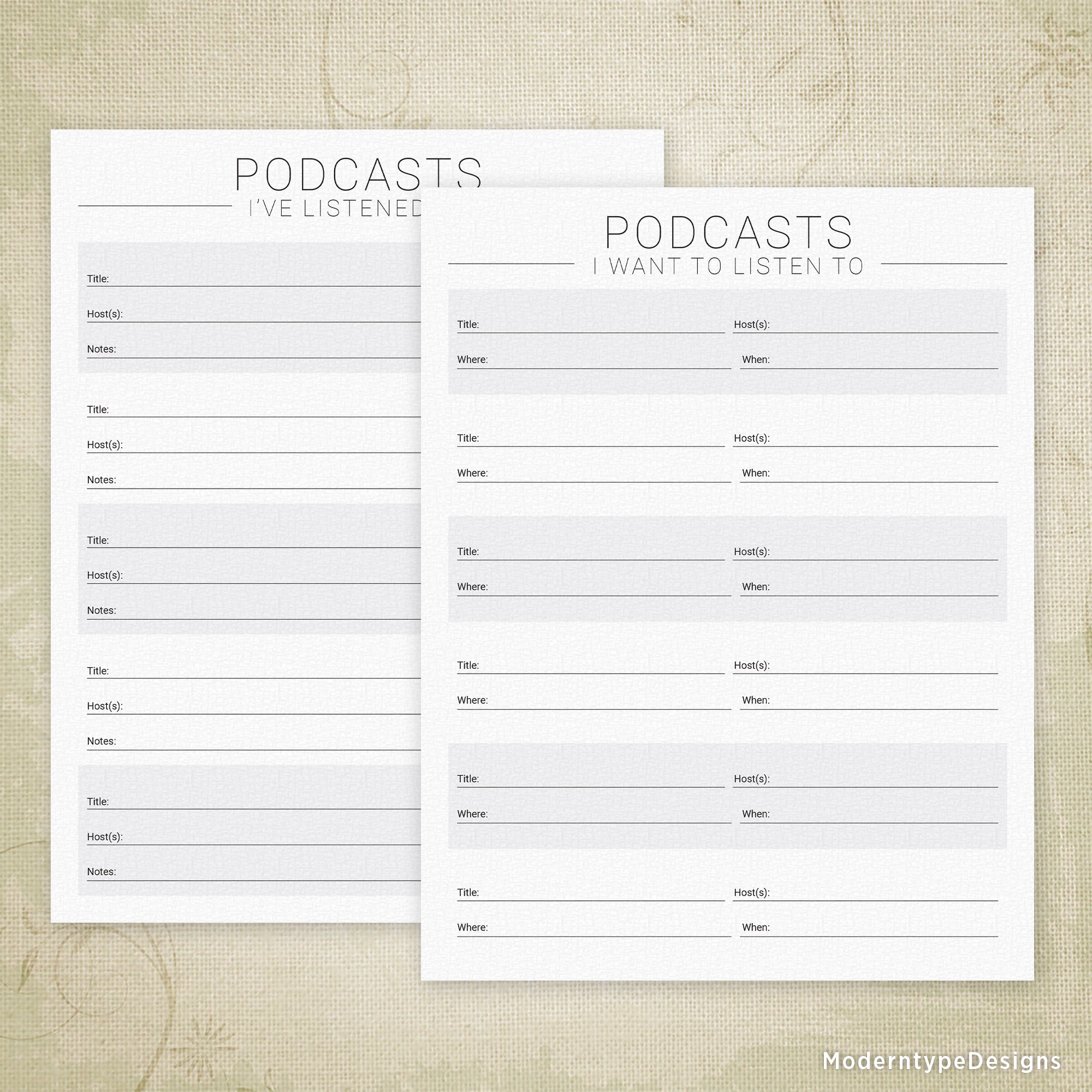 Podcasts I Want to Listen To & I've Listened To Printable