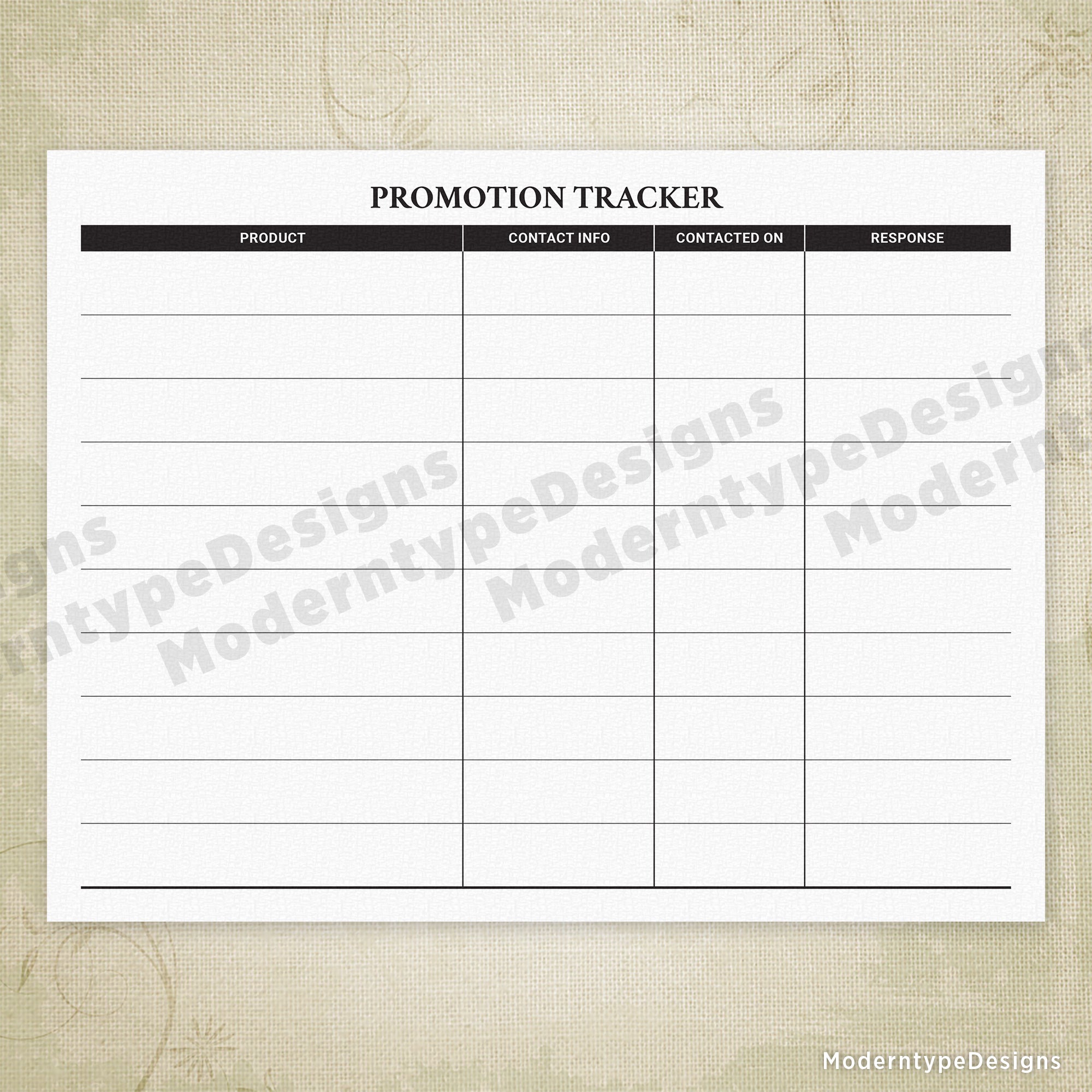 Promotion Tracker Printable
