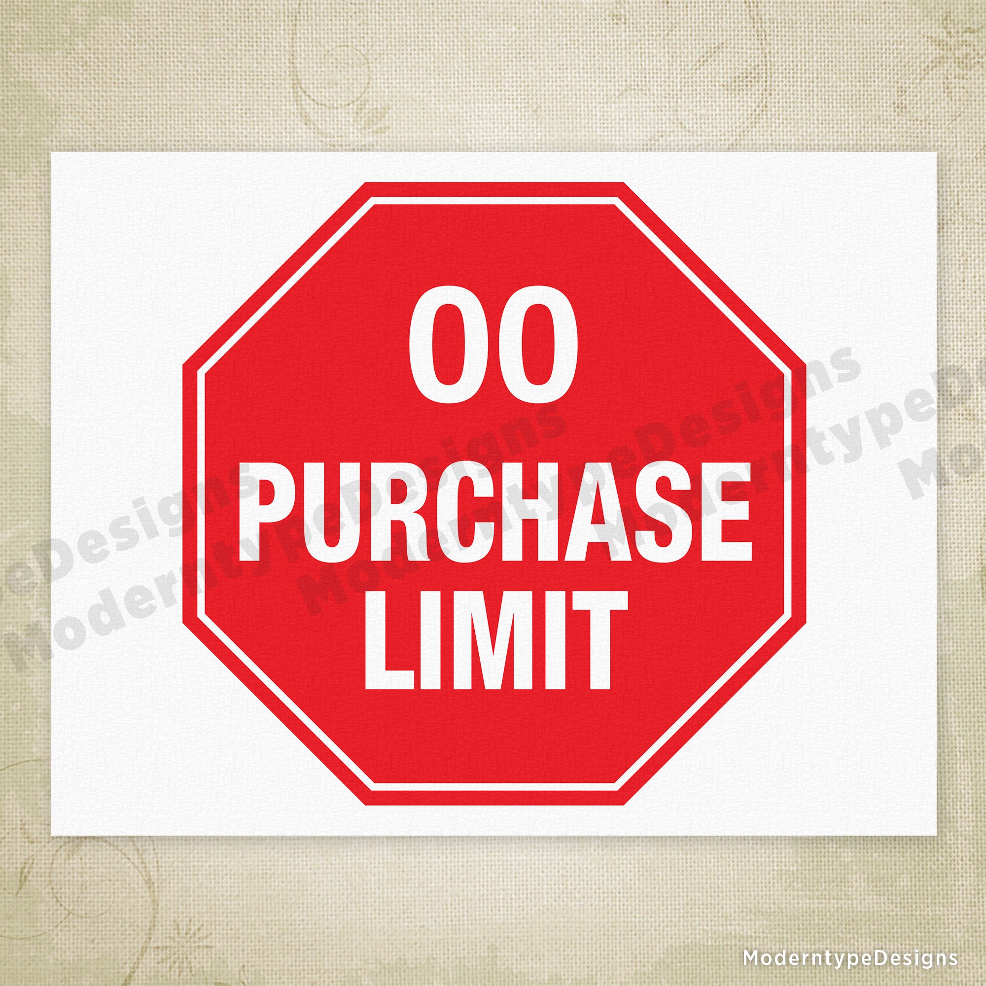 Purchase Limit Printable Sign, Editable
