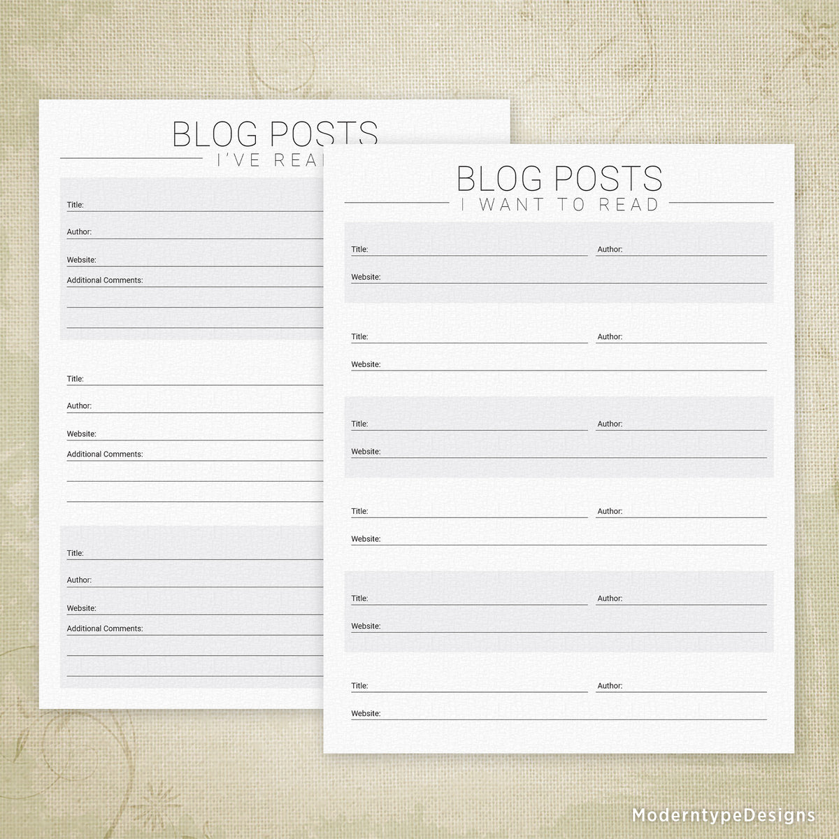 Blog Posts I've Read & I Want to Read Printable