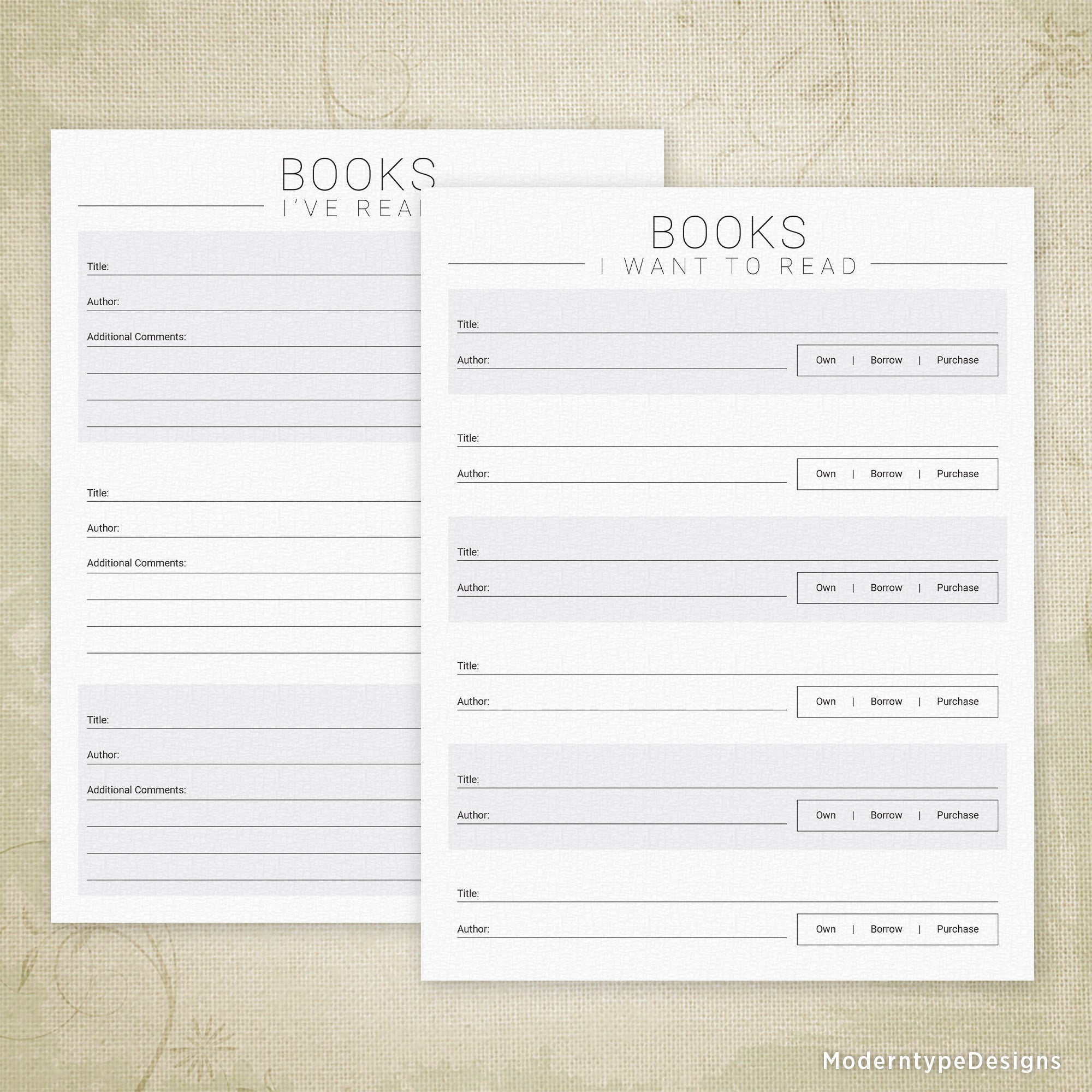 Books I've Read & I Want to Read Printable