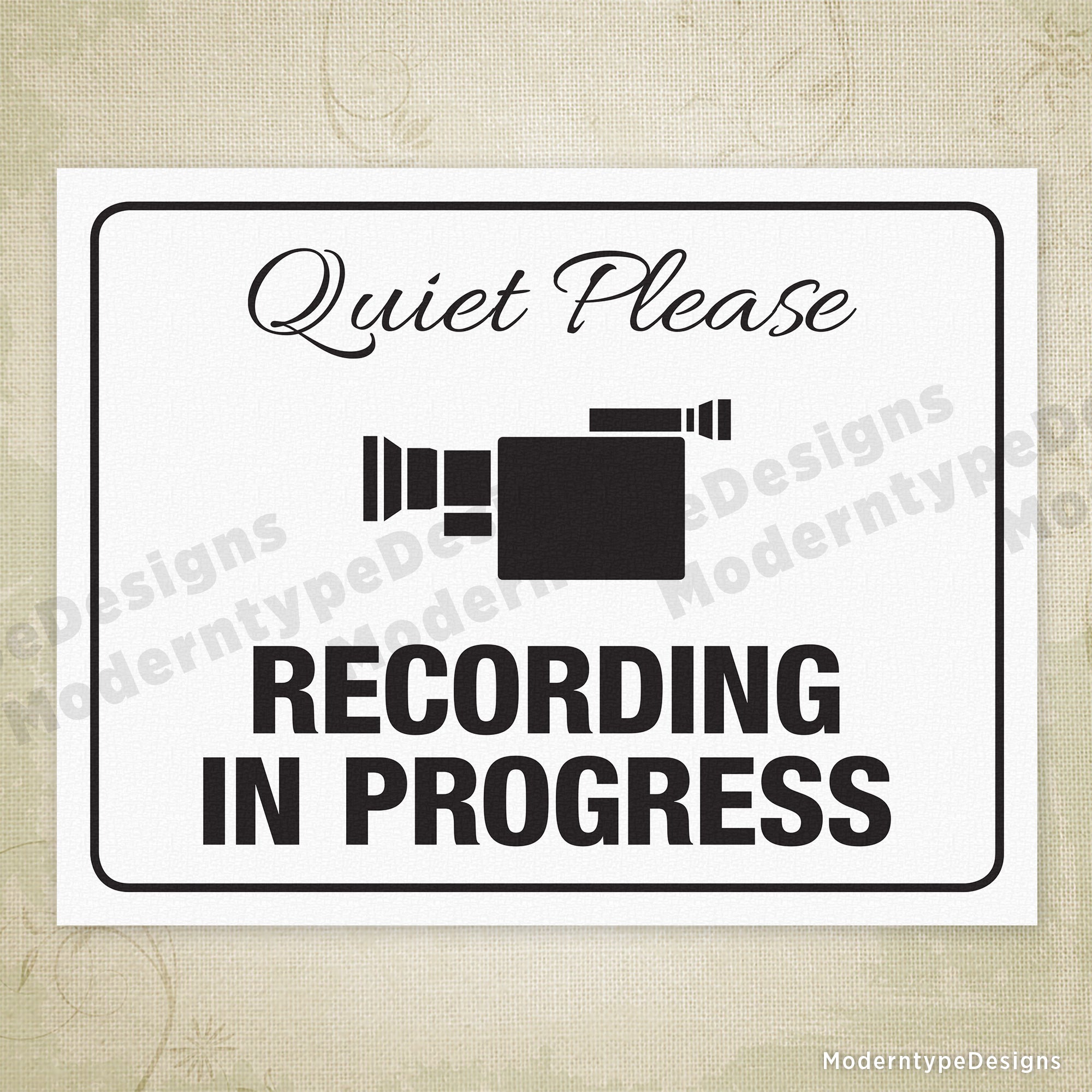 Recording in Progress Printable Signs