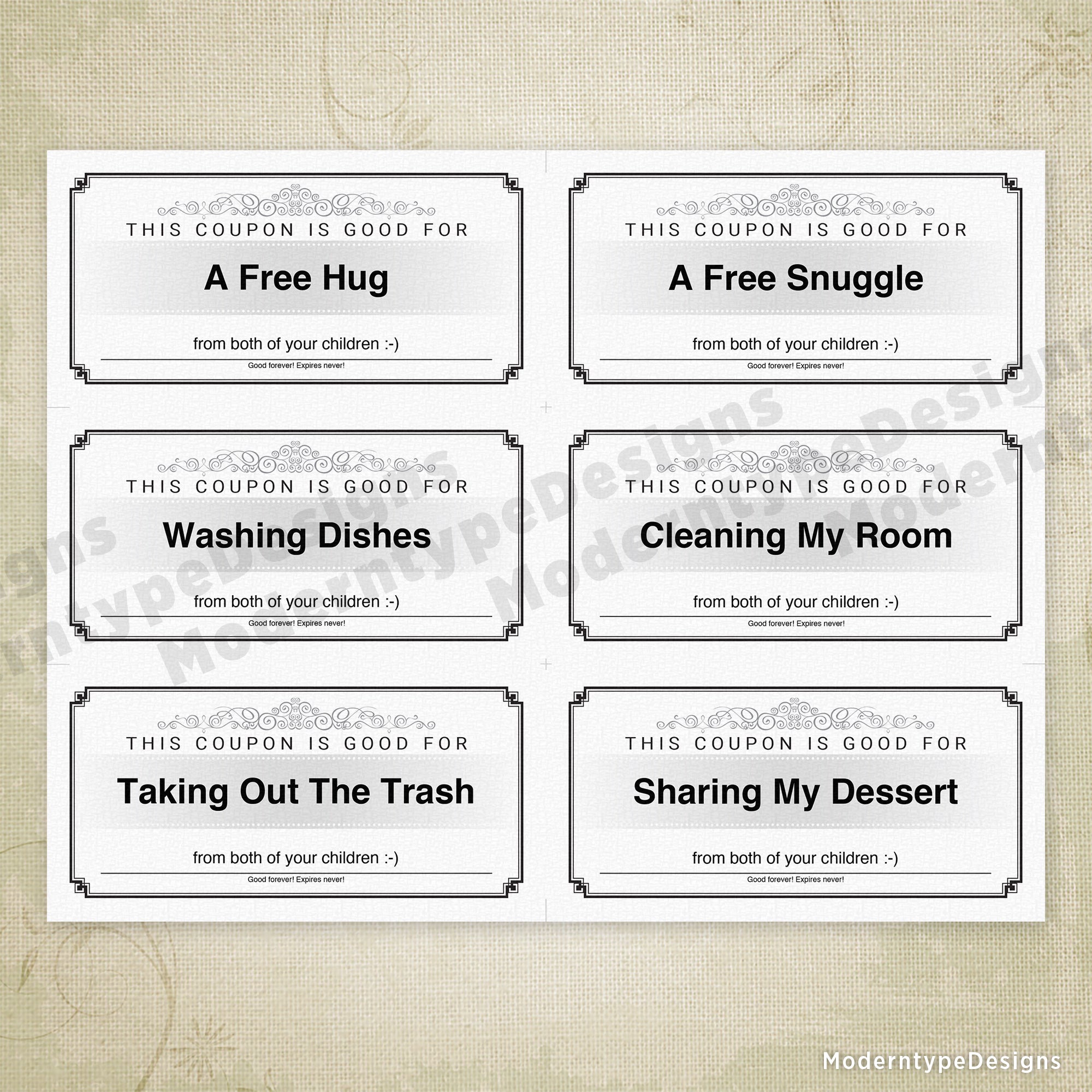 Love Coupons Printable, Personalized