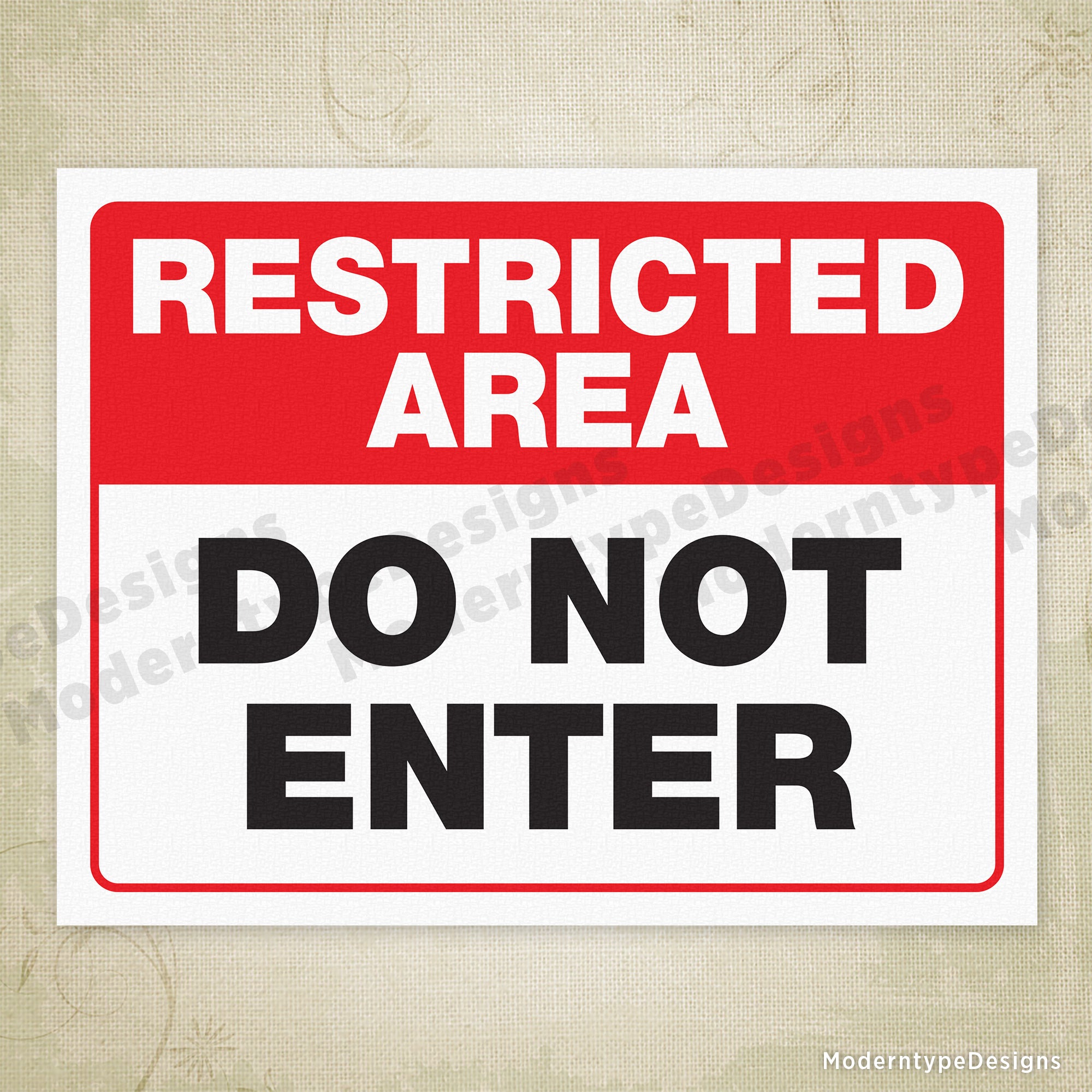Restricted Area Do Not Enter Printable Sign
