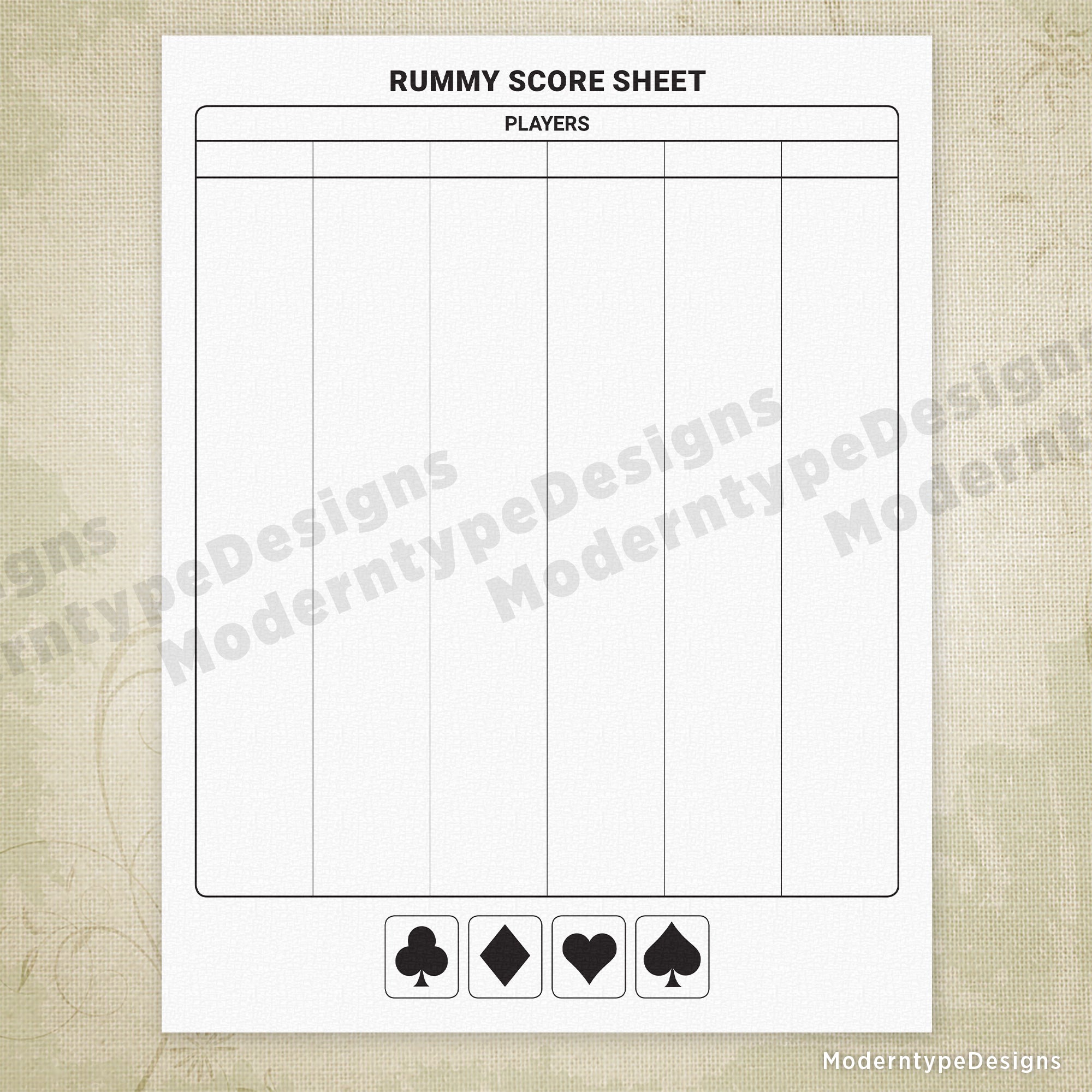 Card Game Scoring Sheets Printable