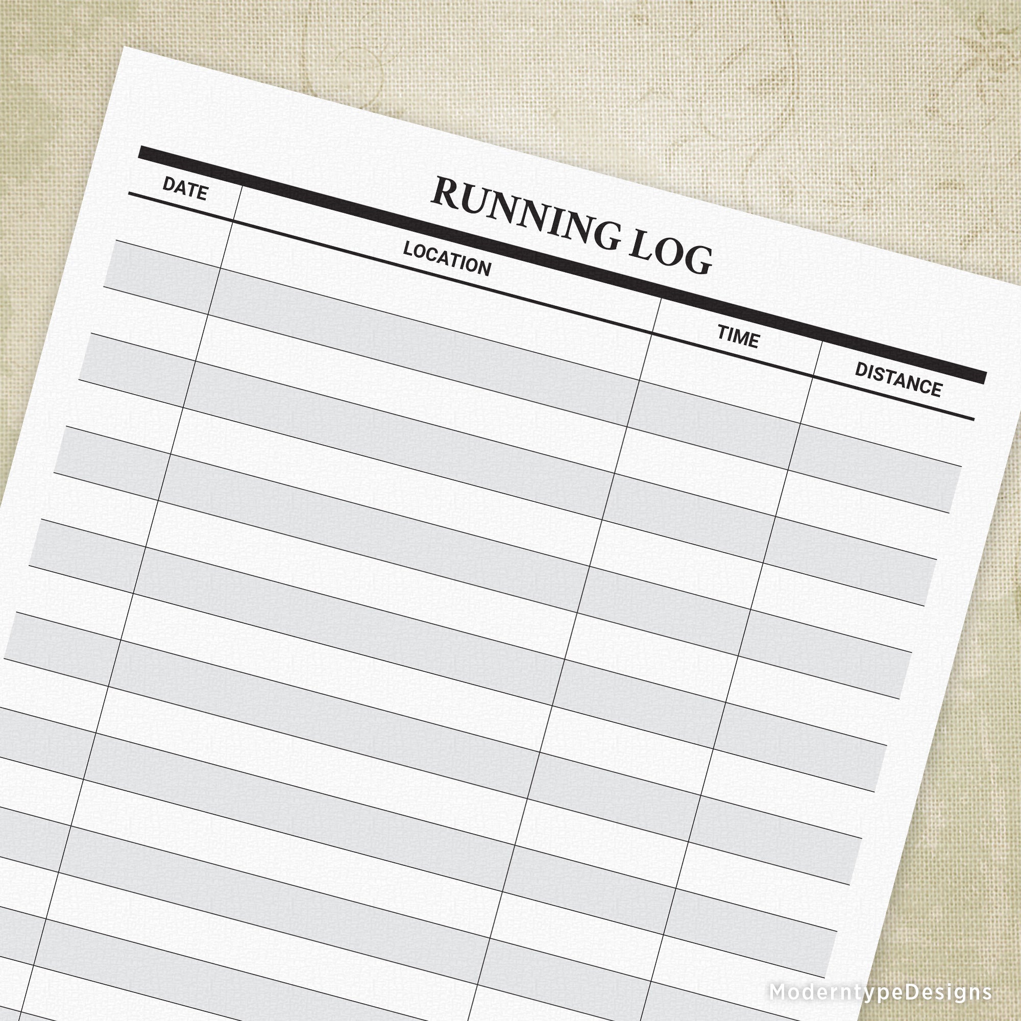 Running Log Printable for Runners