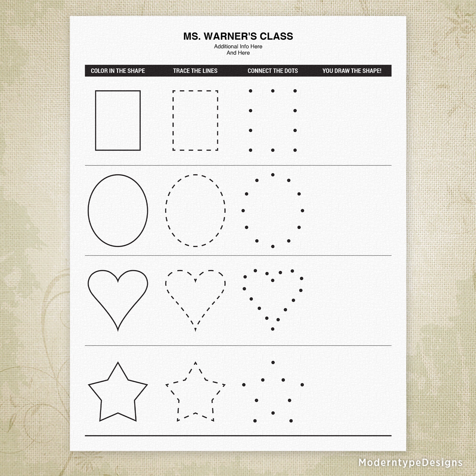 Shape Coloring & Drawing Printable, Personalized
