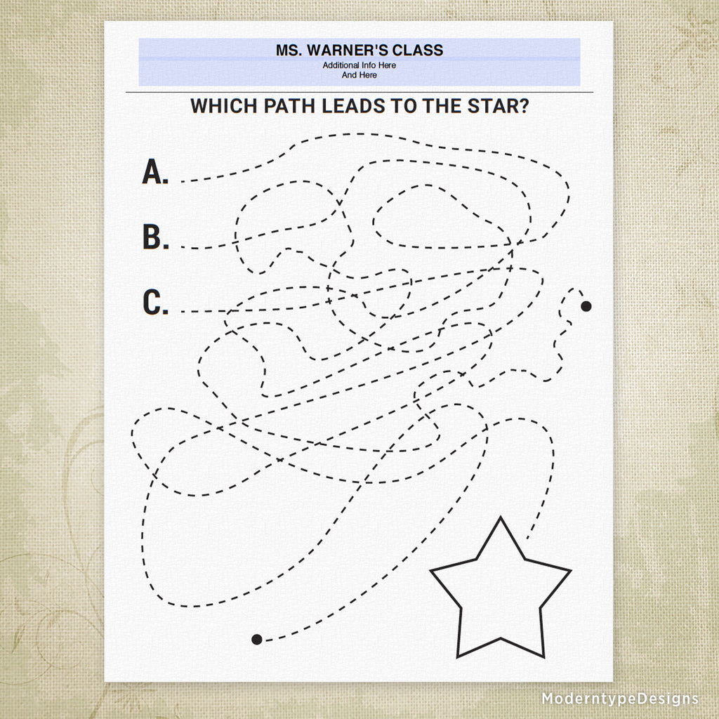 Find The Path To The Shape Printable Personalized