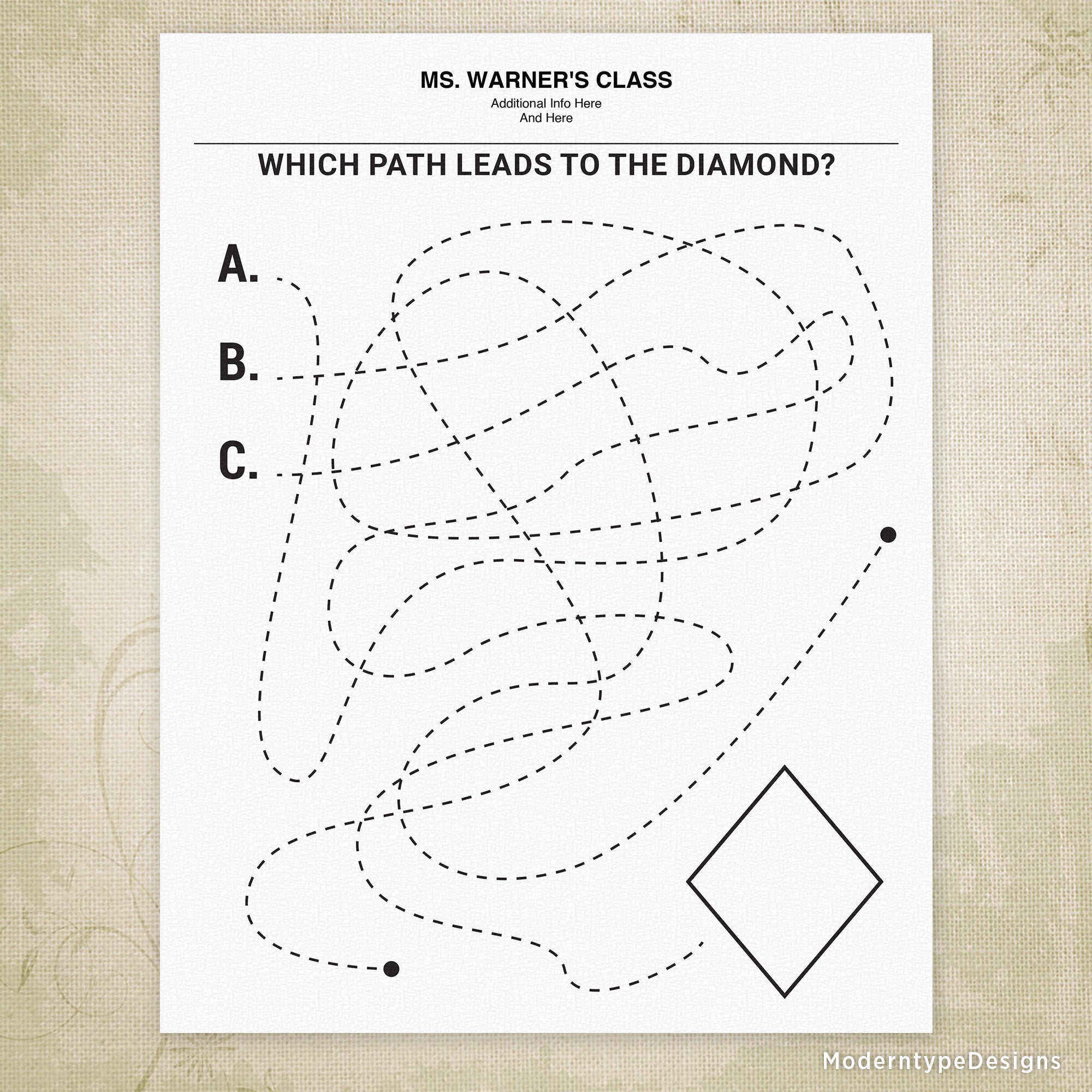 Find the Path to the Shape Printable, Personalized