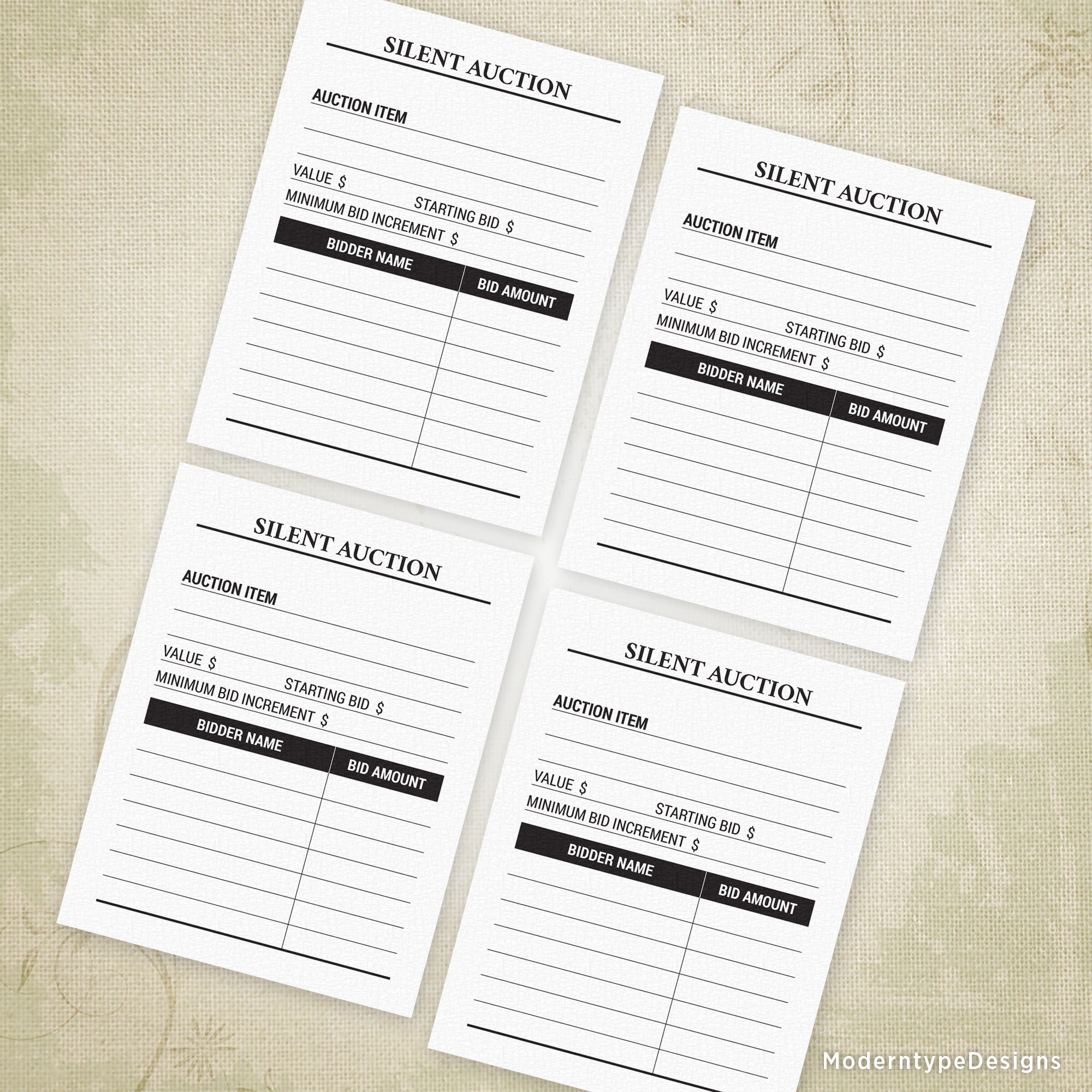 Silent Auction Bid Sheet Printable, 4.25 x 5.5 silent-auction-bid-sheet-printable-4-25-x-5-5
