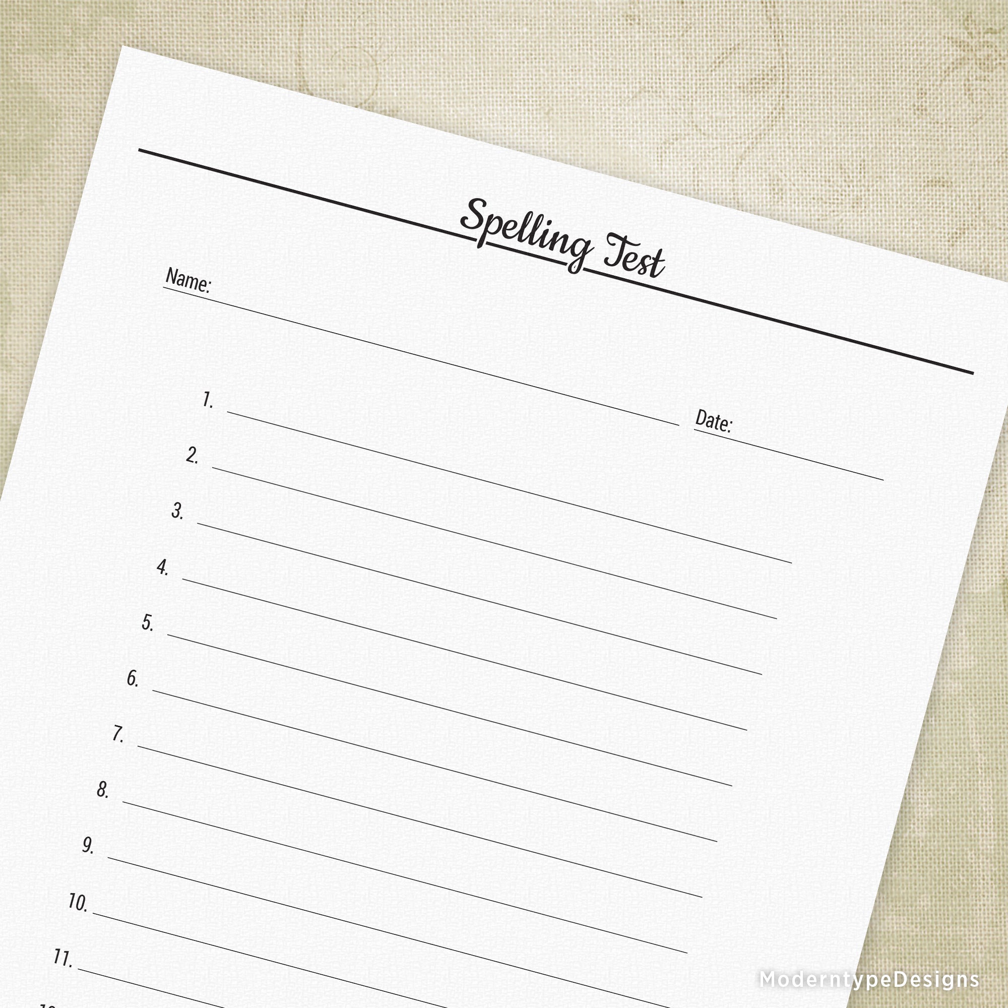 Spelling Test Printable, 15 Lines spelling-test-printable-15-lines