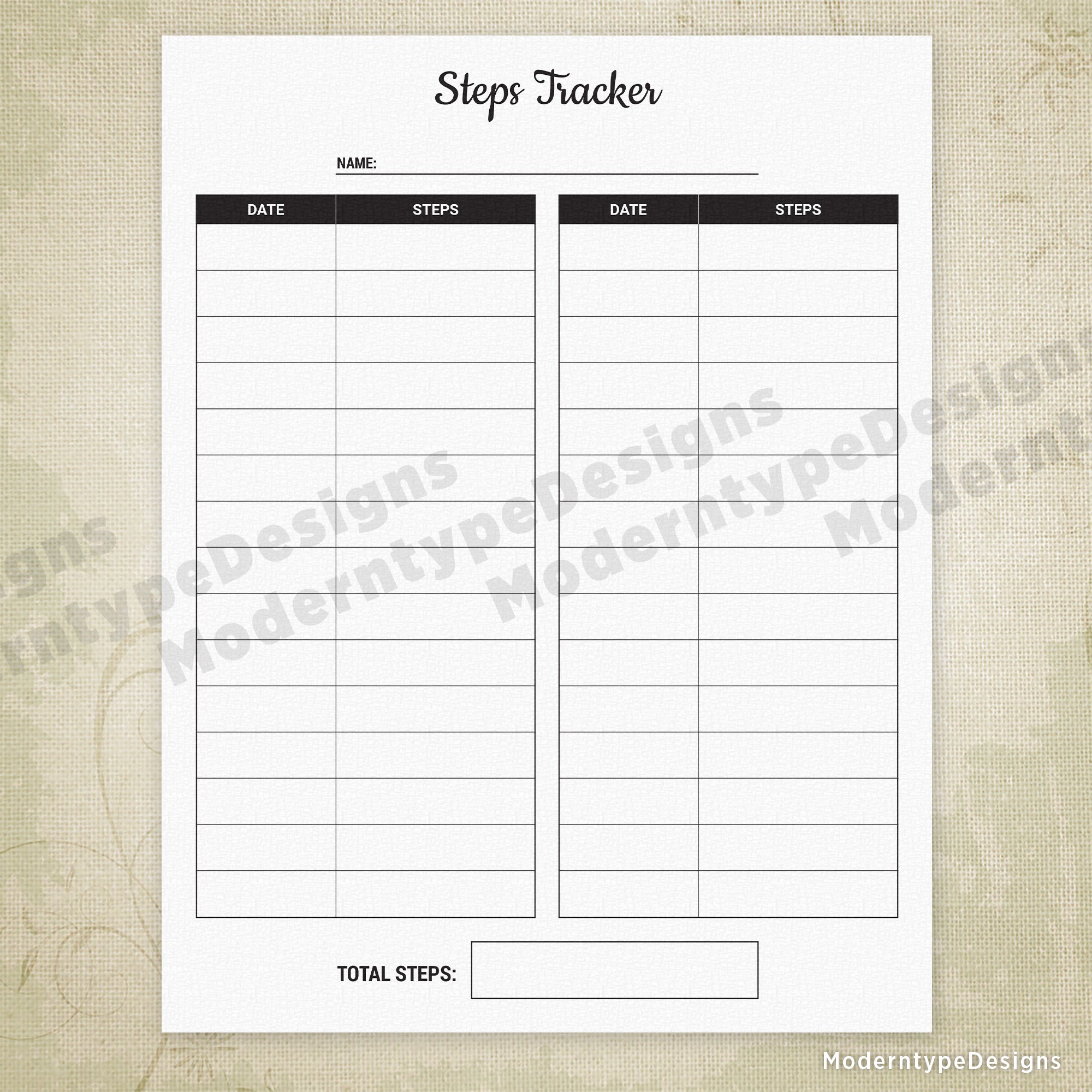 Steps Tracker Printable