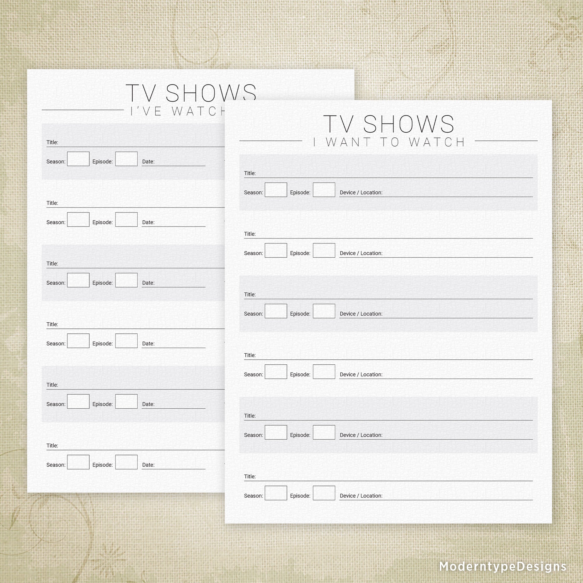 TV Shows I've Watched & I Want to Watch Printable