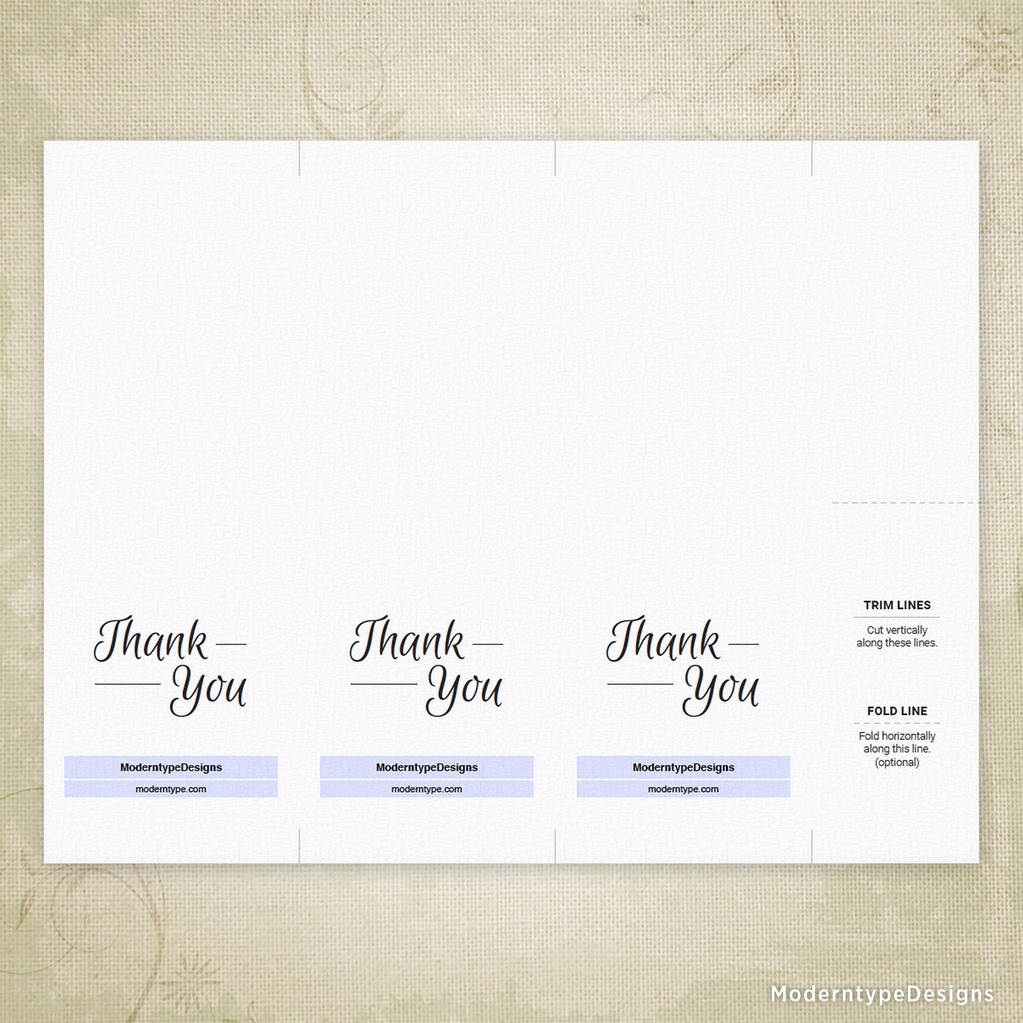 Thank You Card Printable, 3 x 8.5", Editable