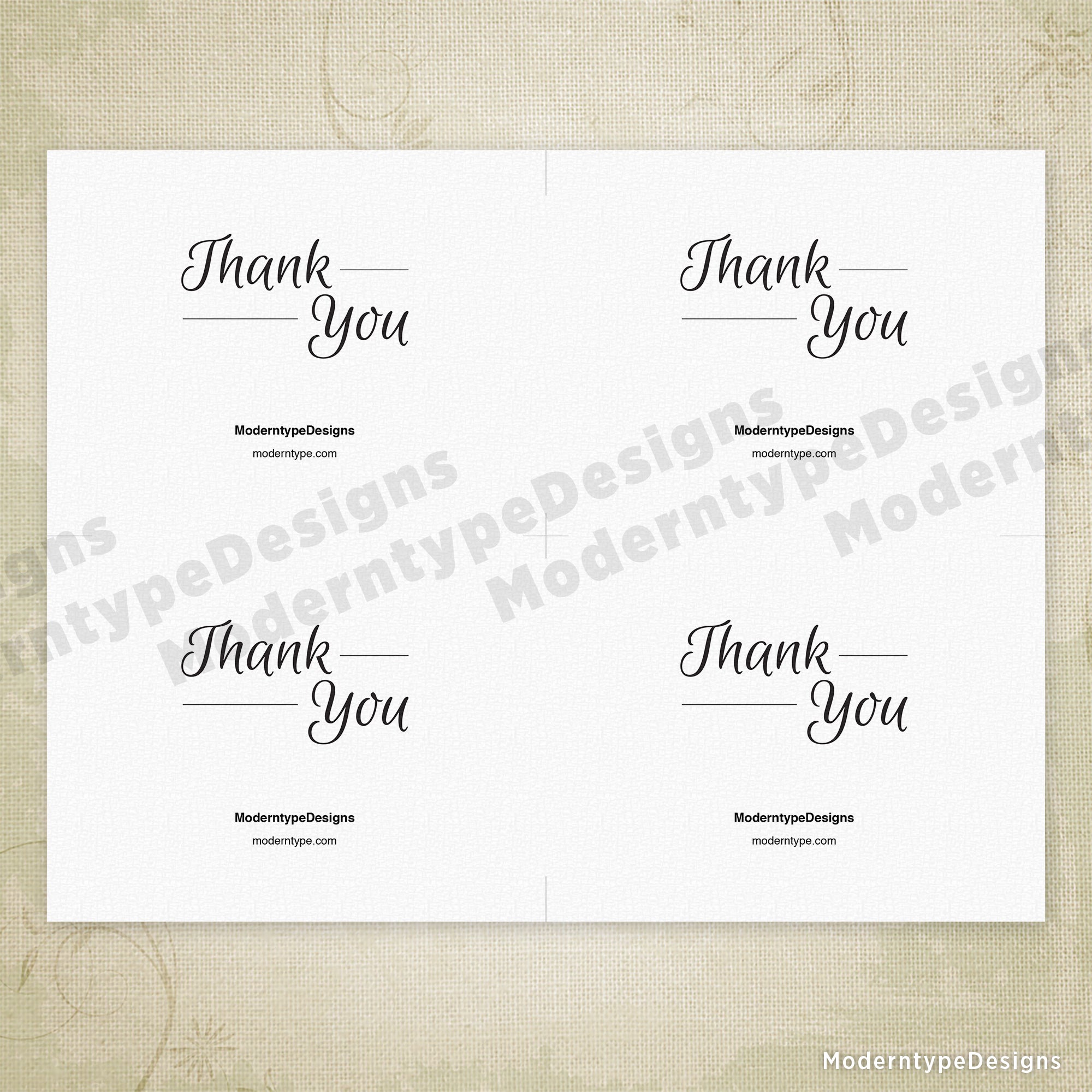 Simple Thank You Card Printable, 5.5 x 4.25", Editable