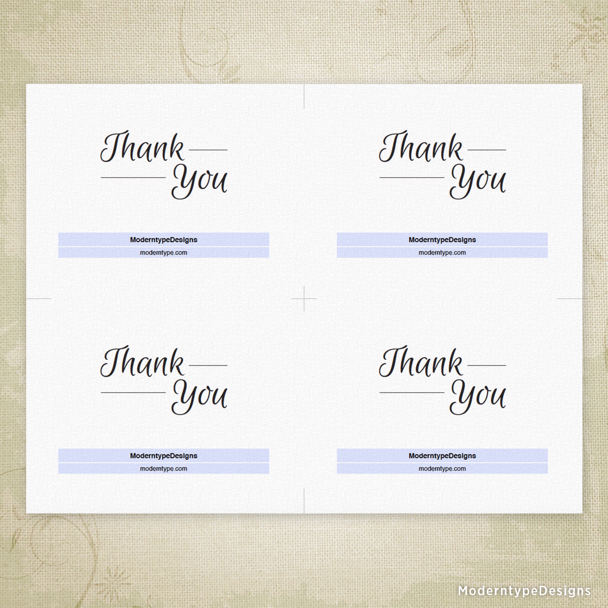 Simple Thank You Card Printable, 5.5 x 4.25", Editable