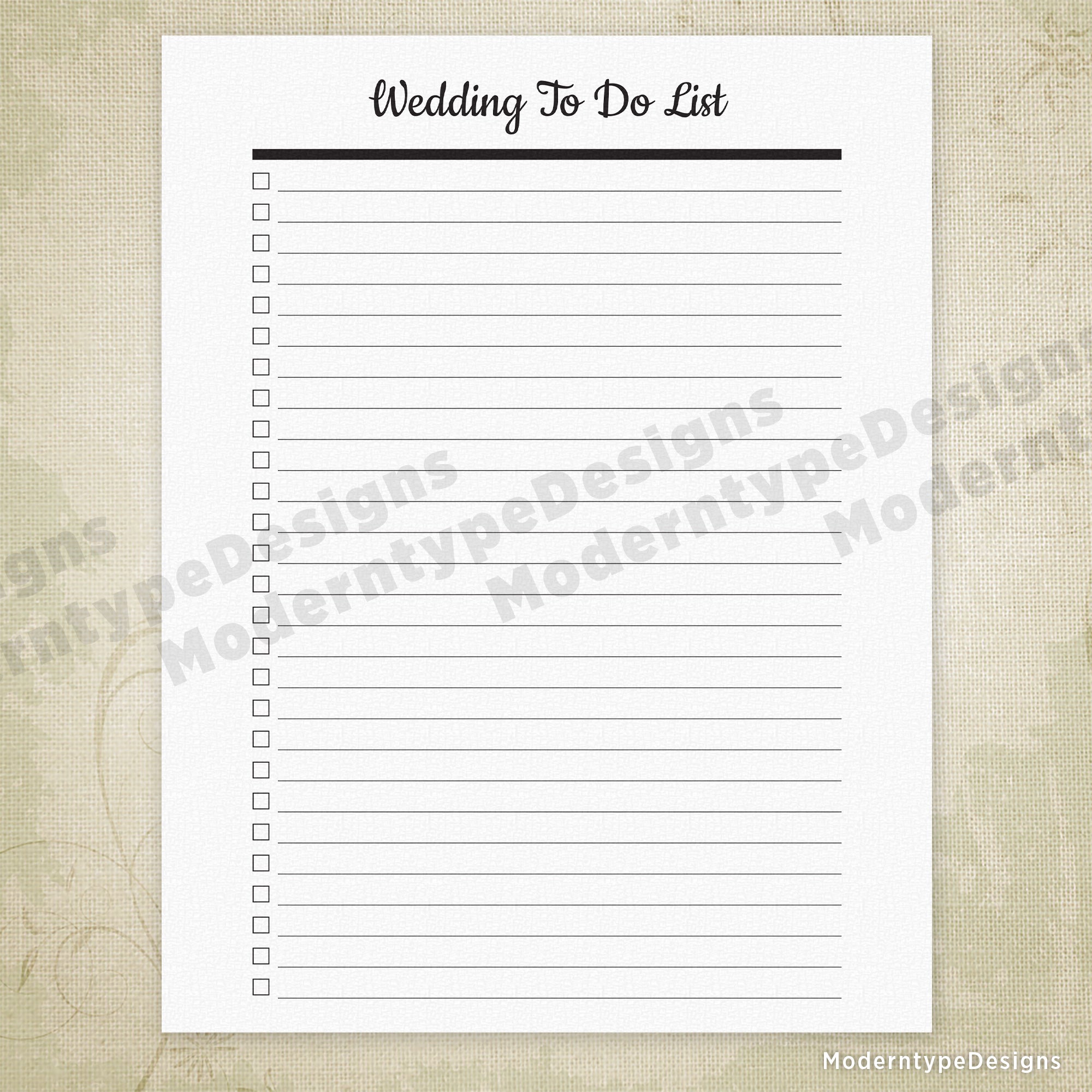 Wedding To Do List Printable