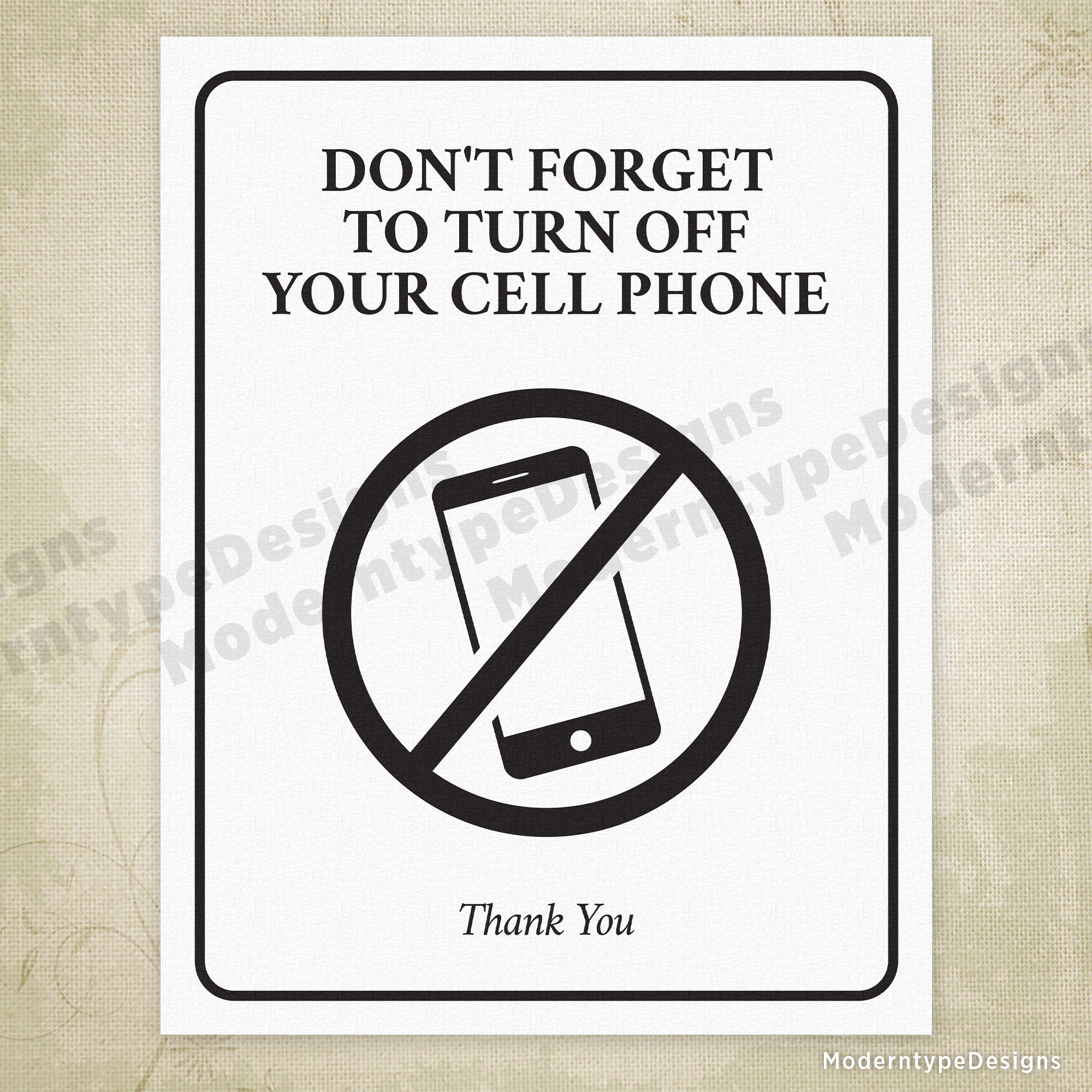 Don't Forget To Turn Off Your Cell Phone Printable Sign