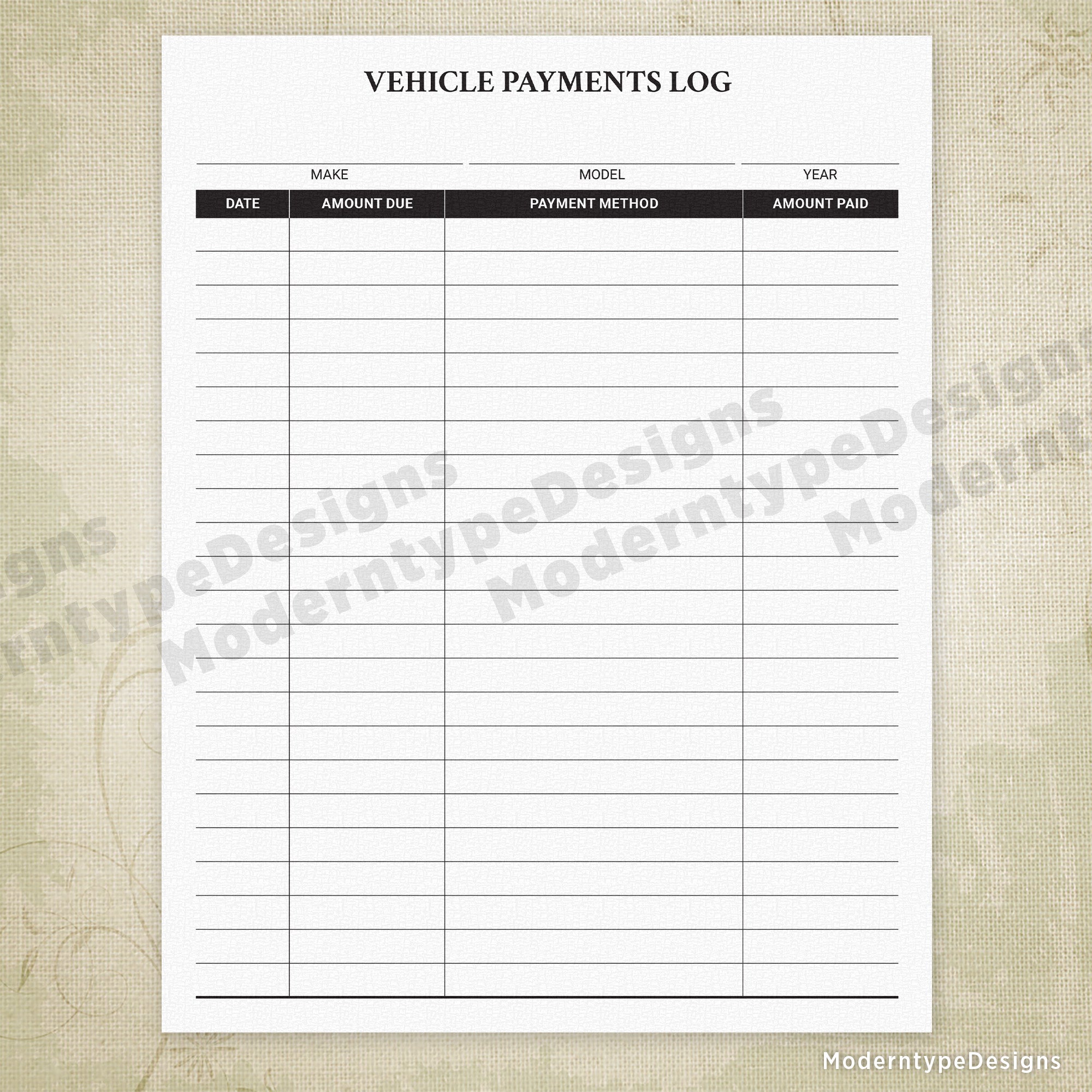 vehicle-payments-log-printable for Free Printable Car Payment Tracker Vehicle Payments Log Printable for Free Printable Car Payment Tracker