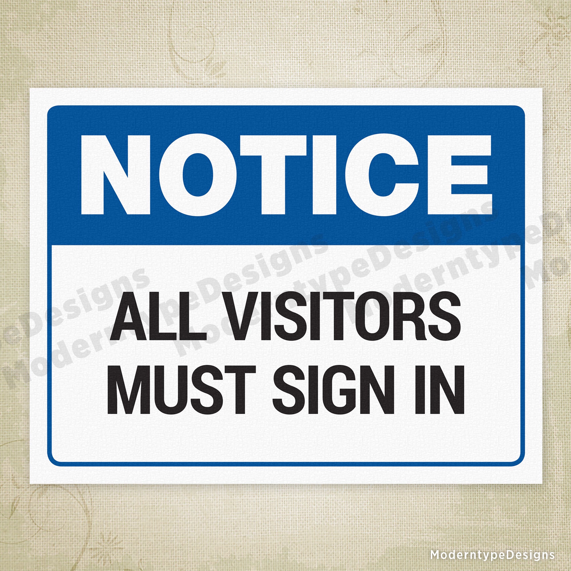 All Visitors Must Sign In Printable Sign