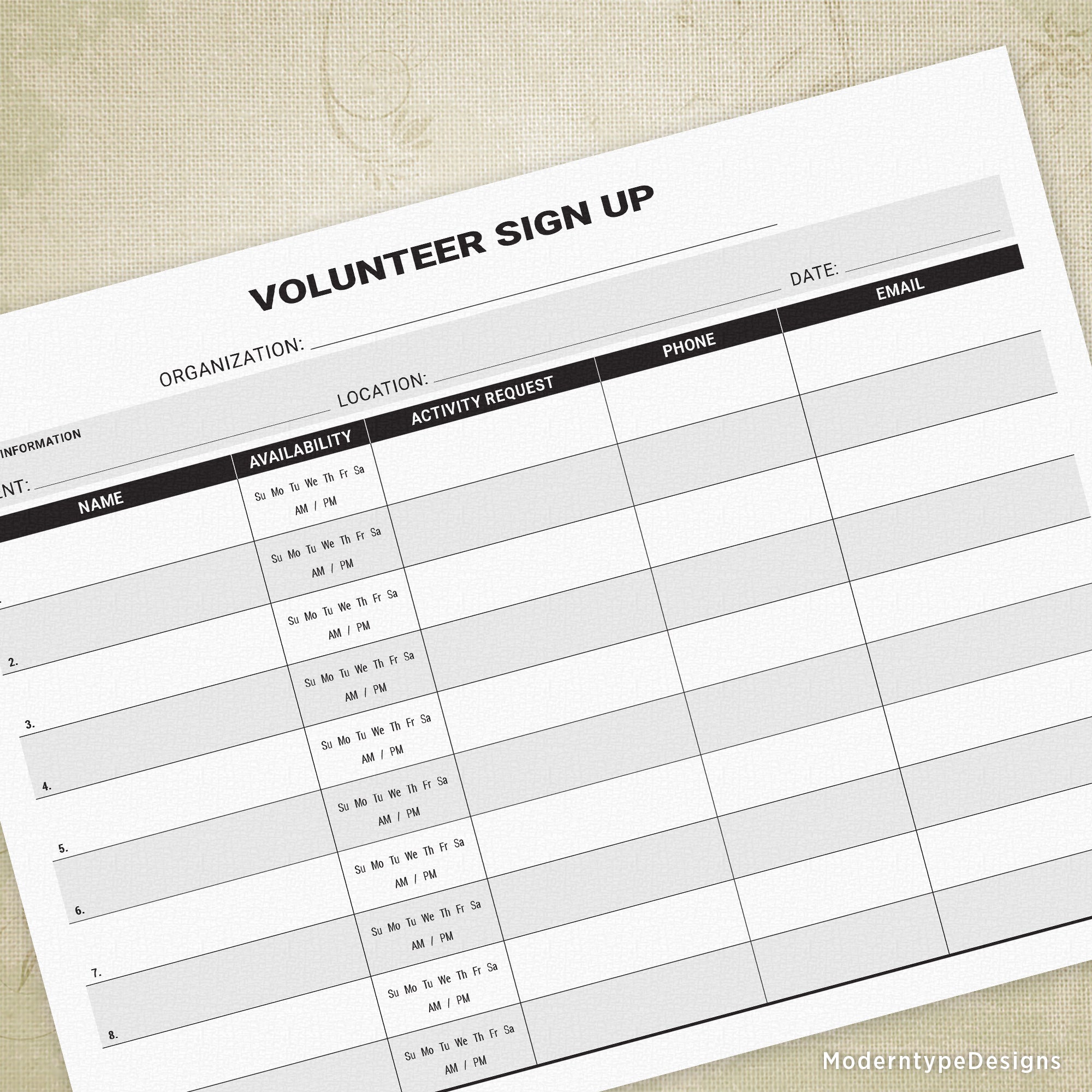 Blank Work Sign In Sheets