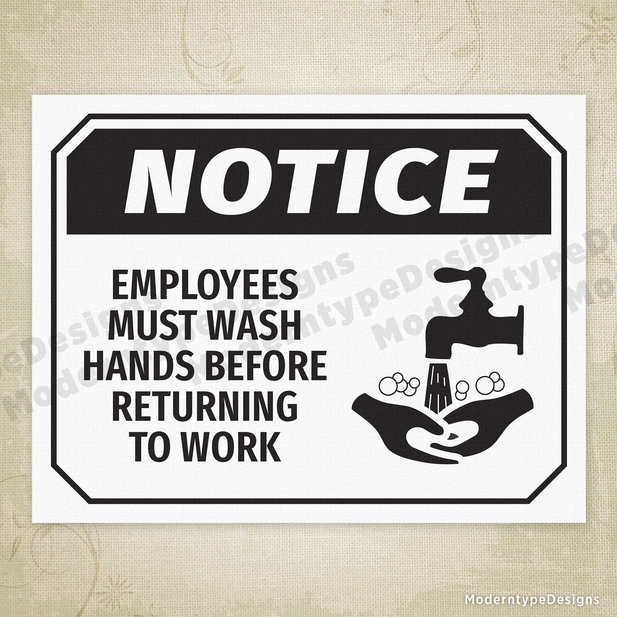 Employee Wash Hands Printable Sign