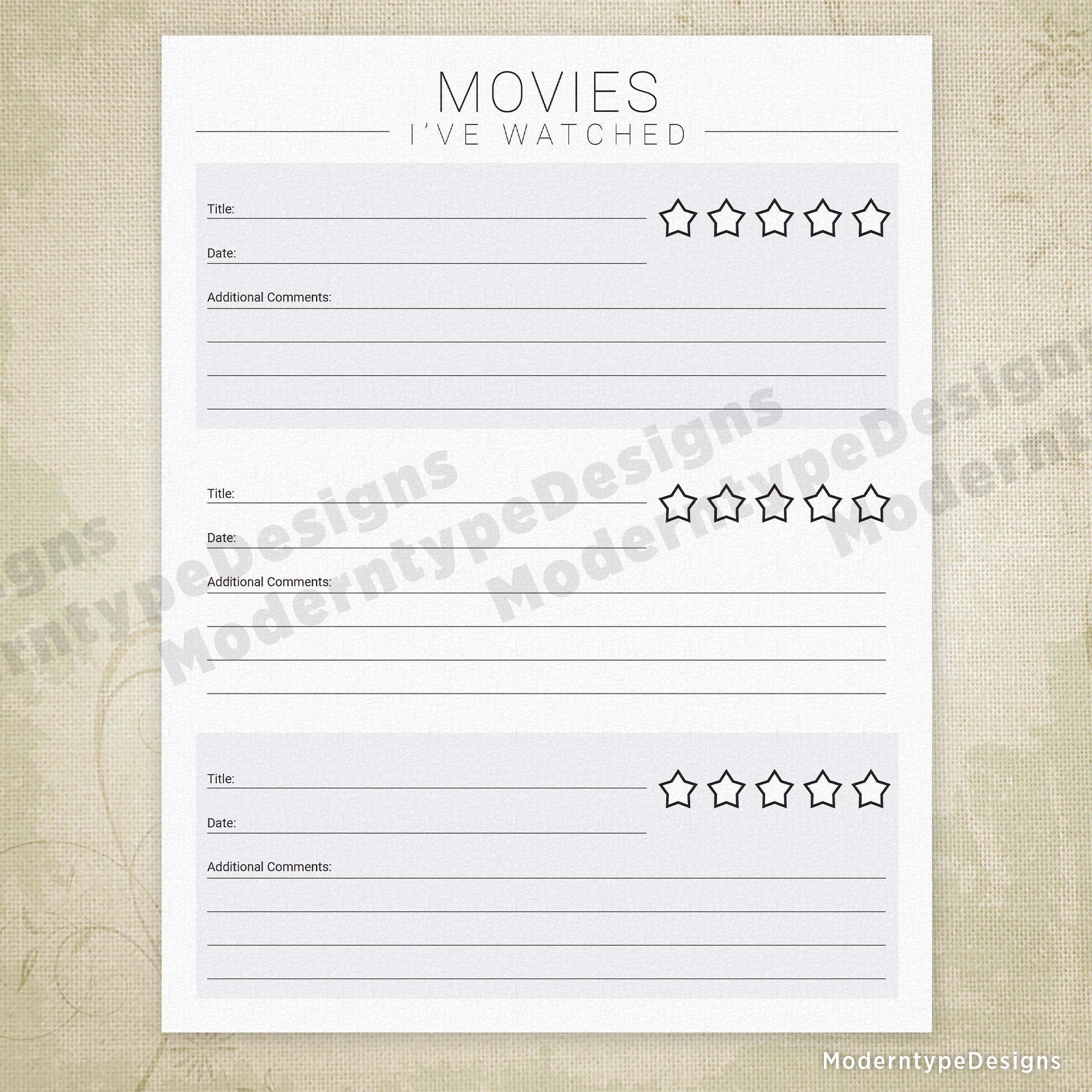 Movies I've Watched & I Want to Watch Printable