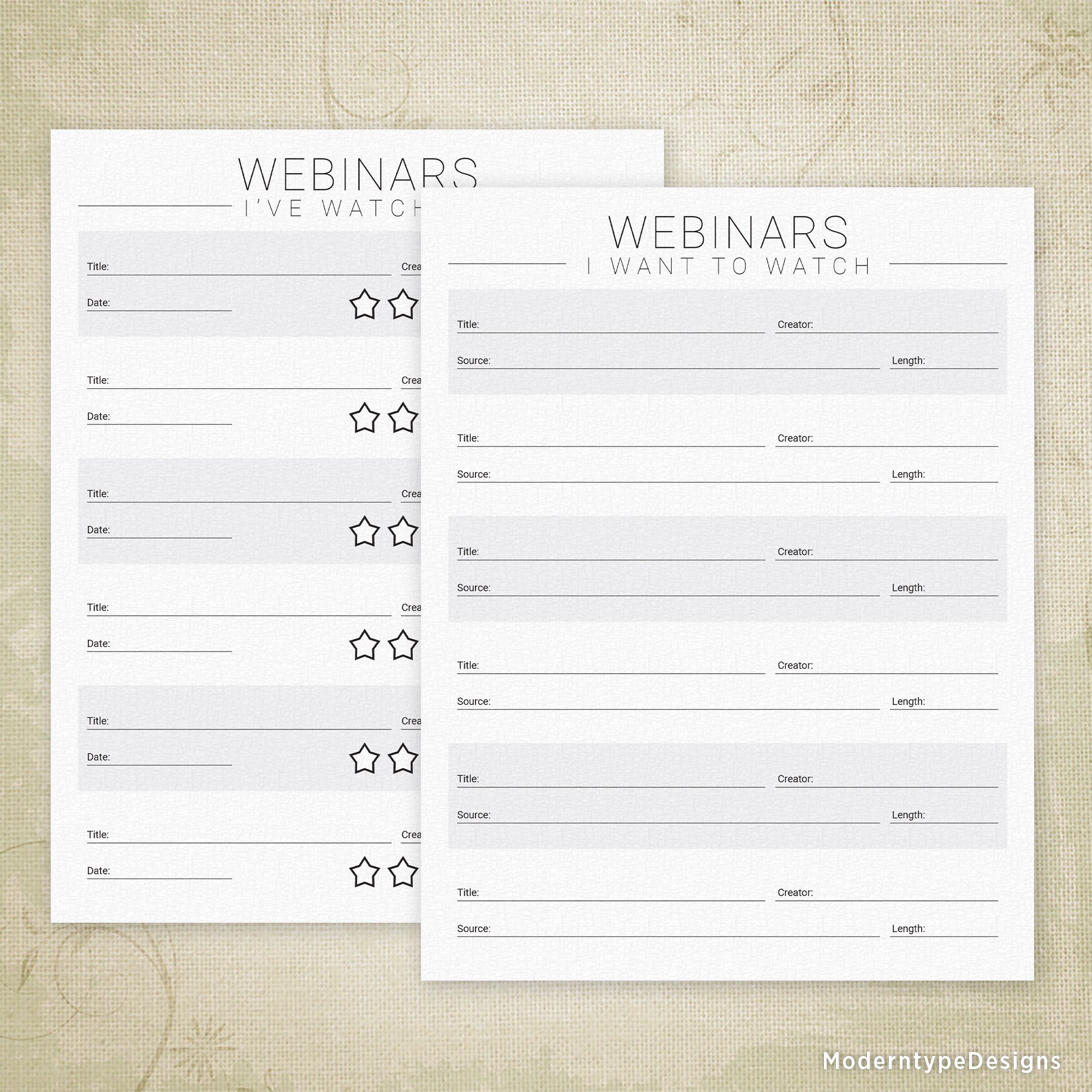 Webinars I've Watched & I Want to Watch Printable