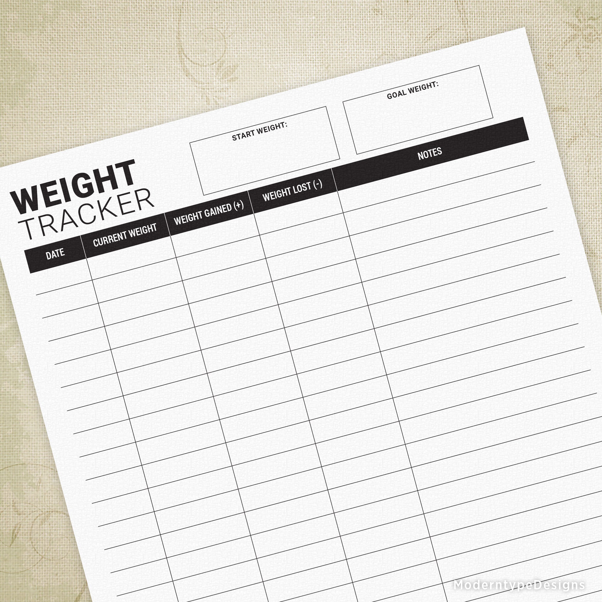 FREE Printable Weight Tracker