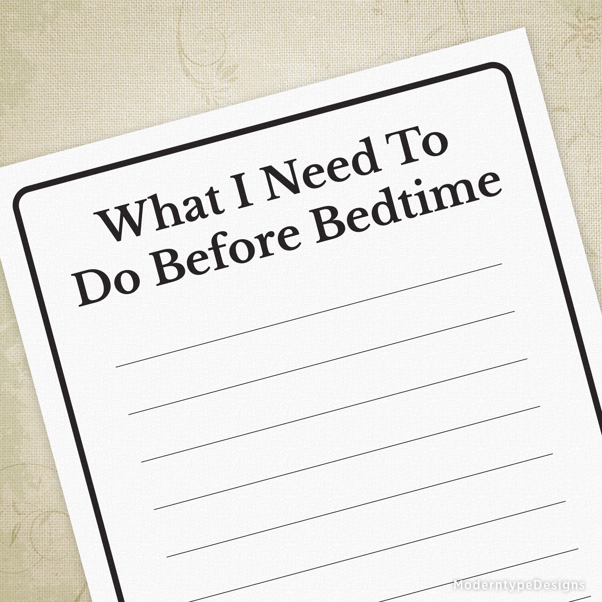 What I Need To Do Before Bedtime Printable Chart