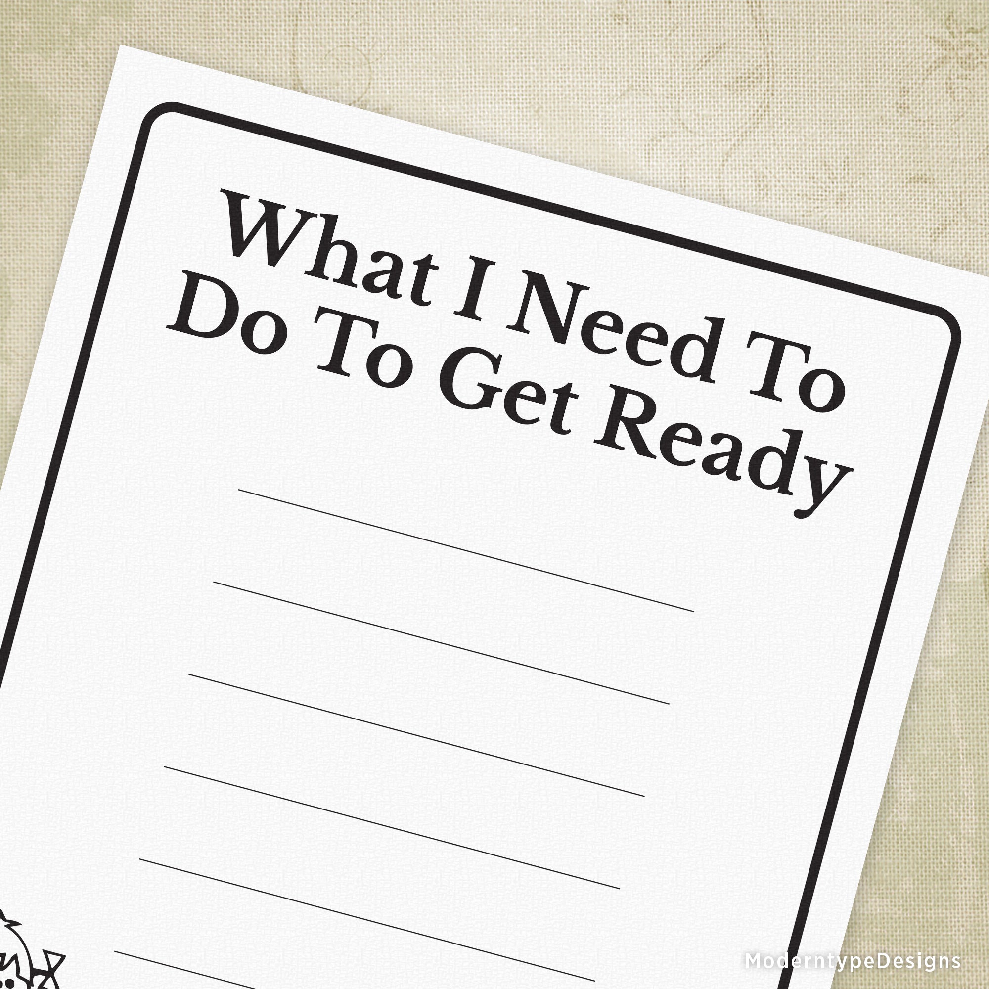 What I Need To Do To Get Ready Printable Chart