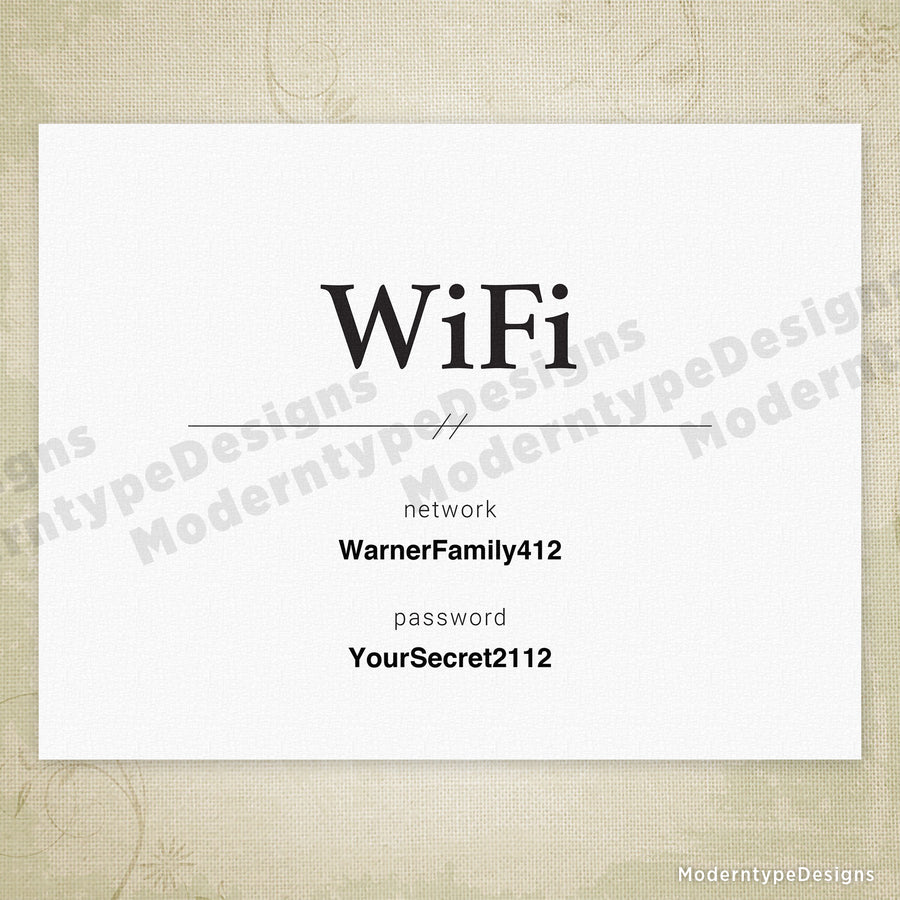 WiFi Network Signs Printable, Editable
