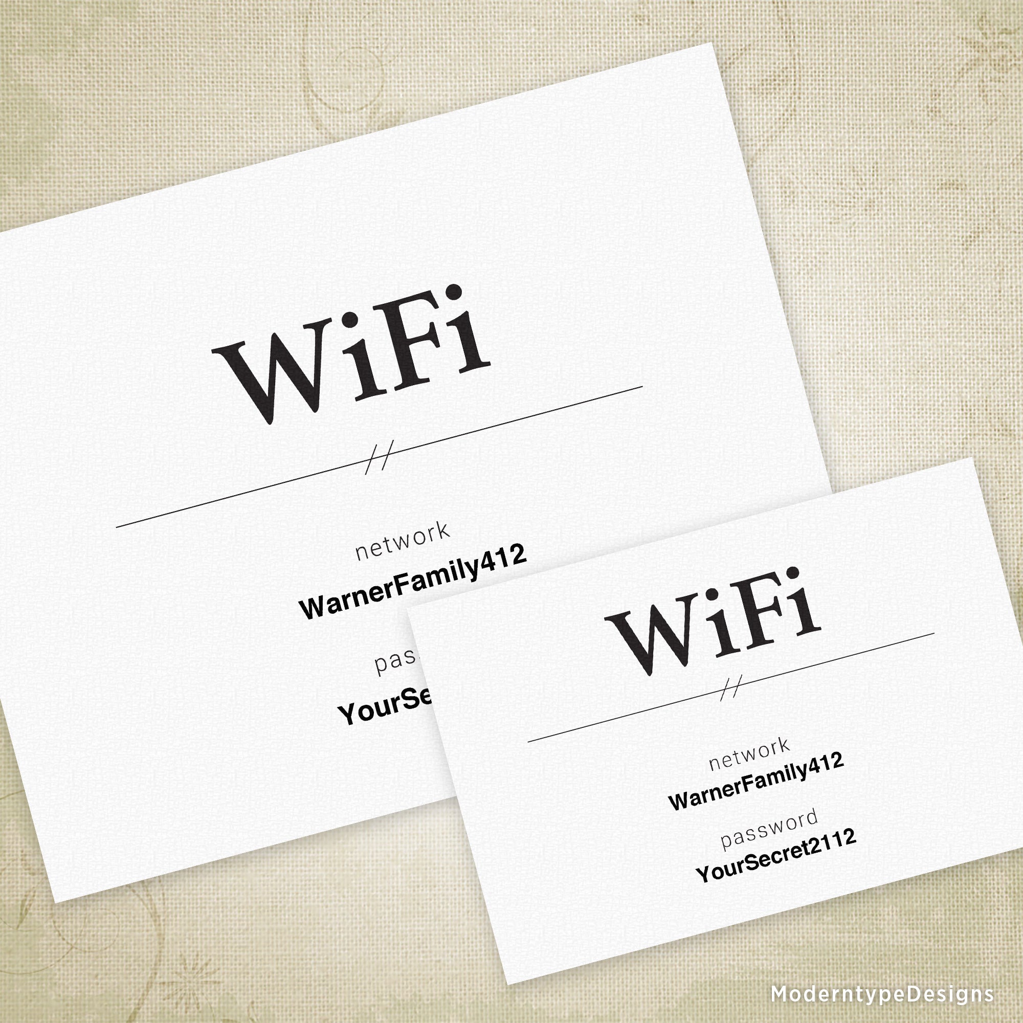 WiFi Network Signs Printable, Editable