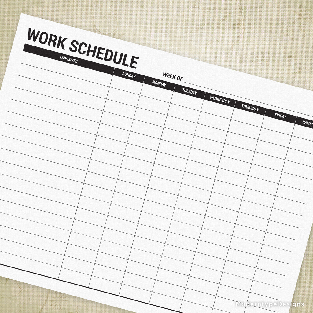 Employee Work Schedule Printable Form #1 employee-work-schedule-printable-form-1